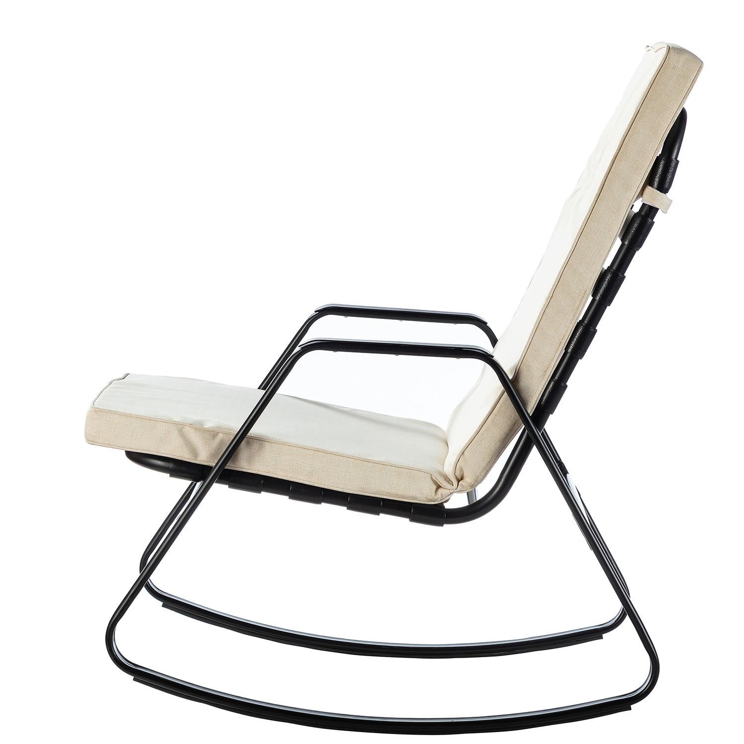 Cream Outdoor Rocking Chair and Table Set