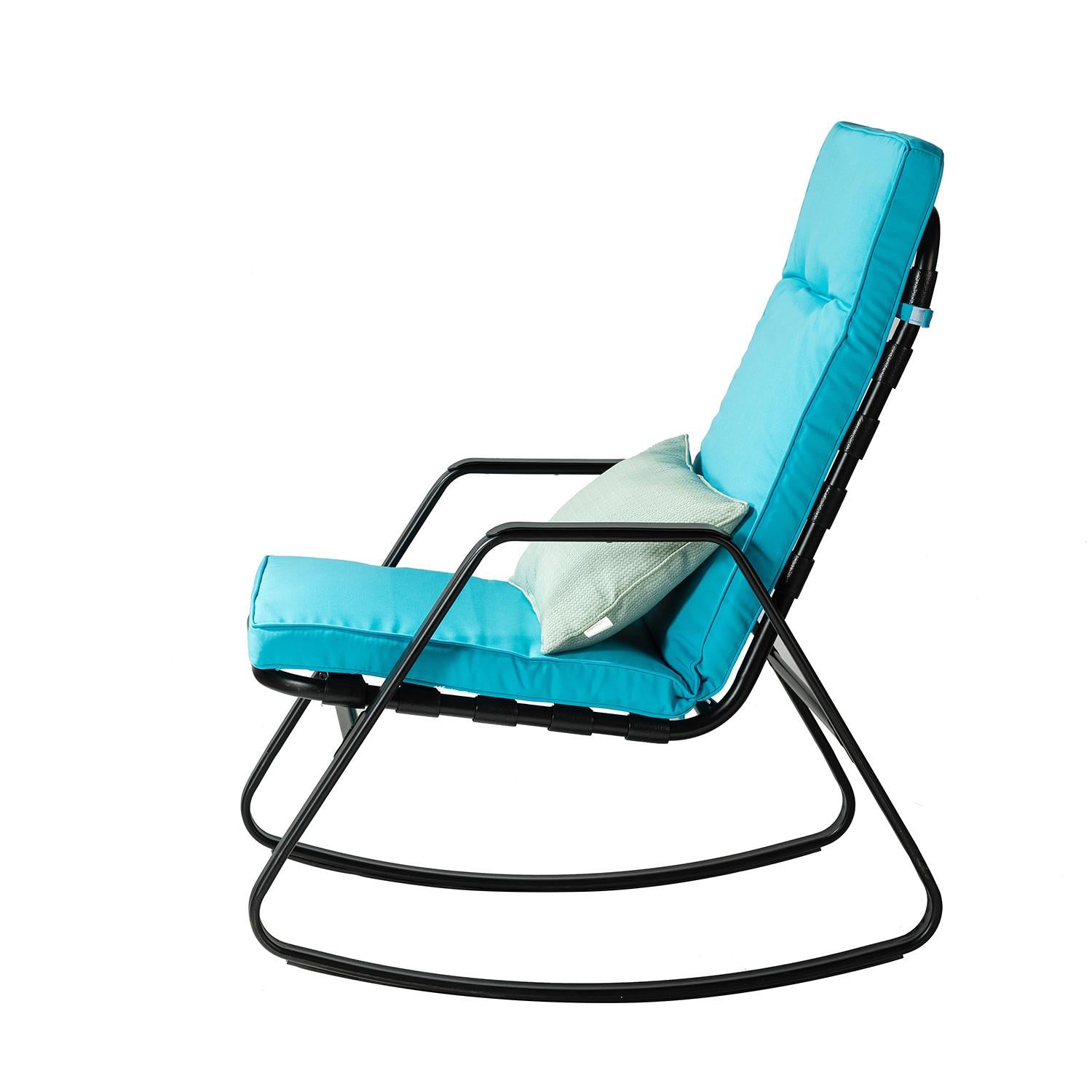 Light Blue Outdoor Rocking Chair and Table Set