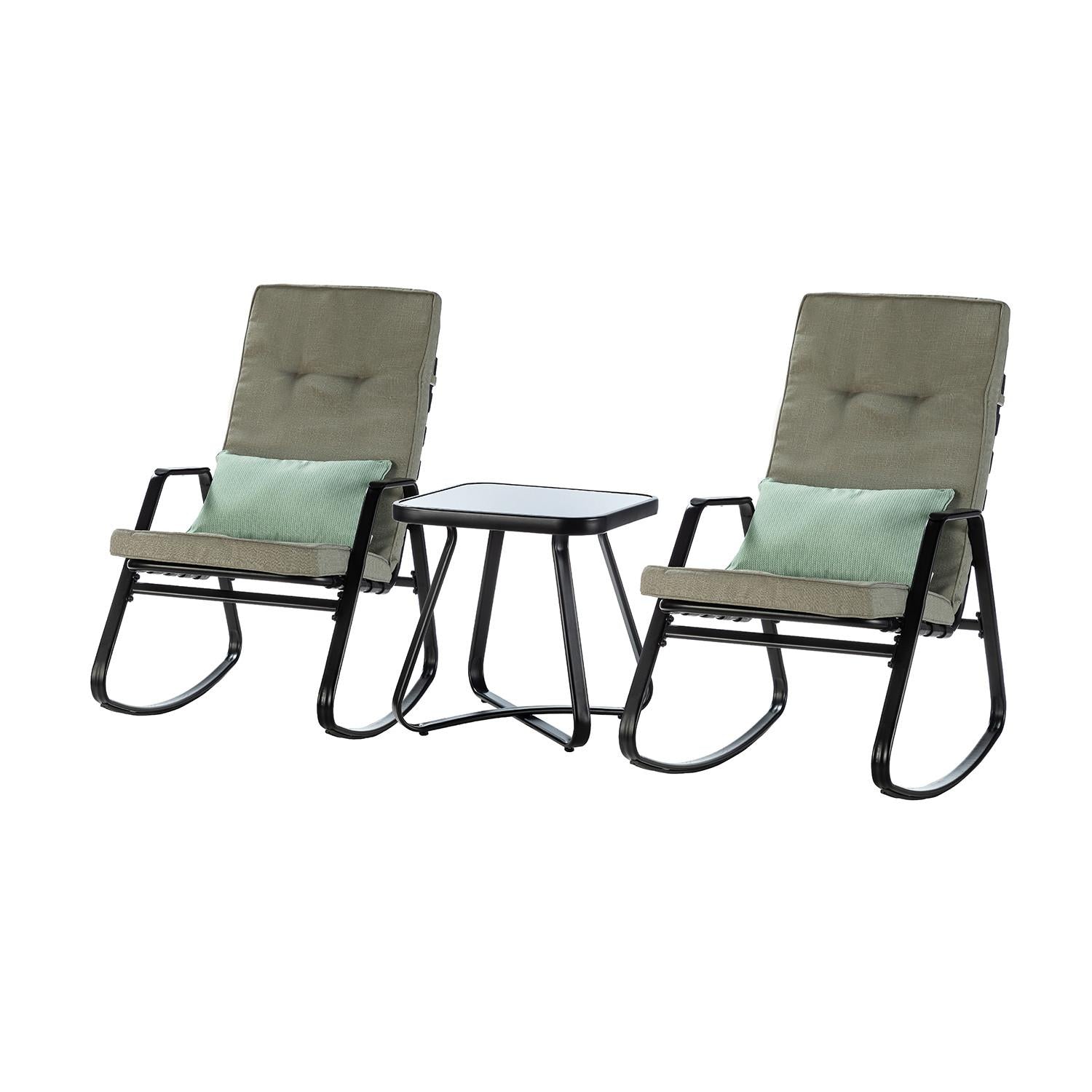 Dark Grey Outdoor Rocking Chair and Table Set