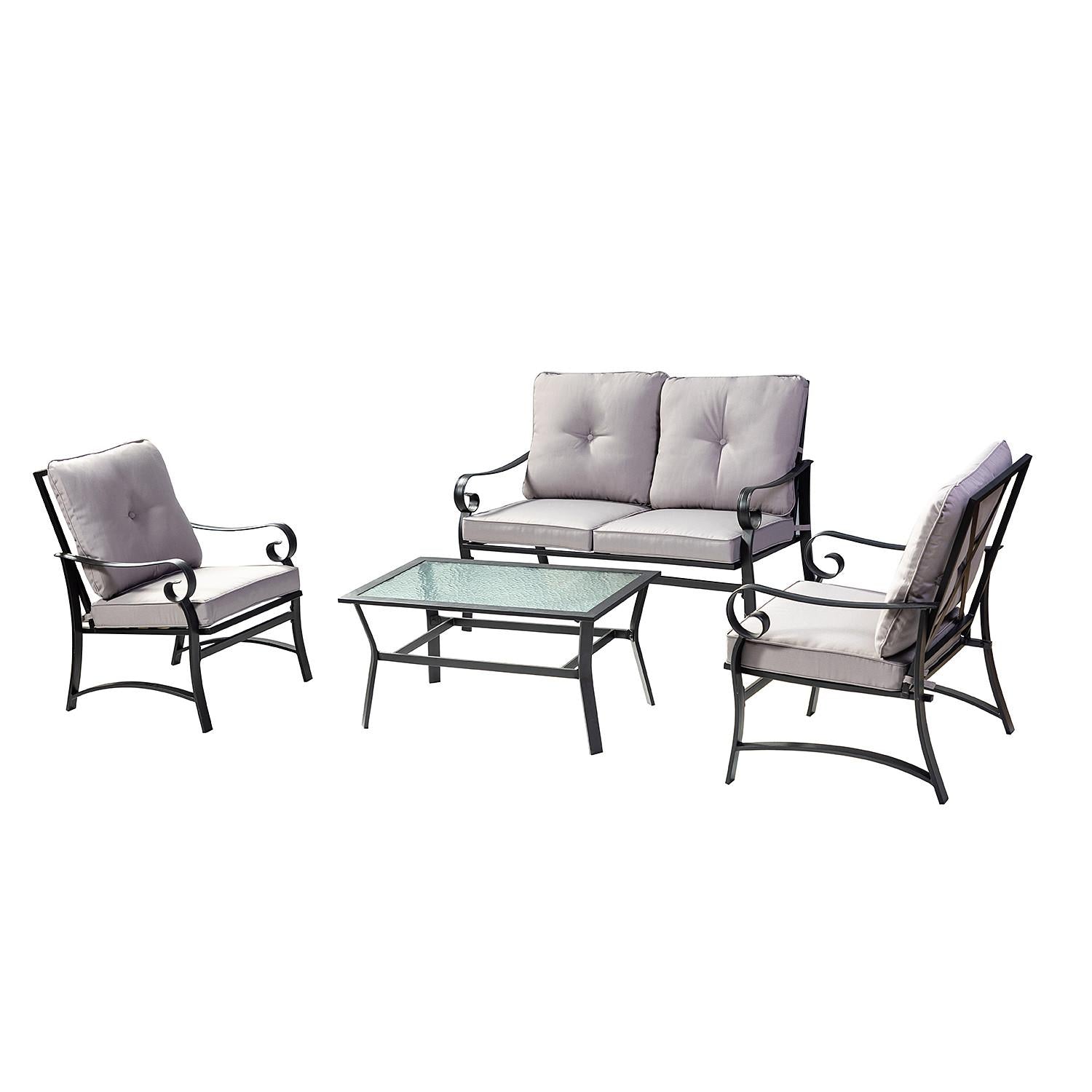 Iron Scroll Grey Outdoor Sofa Seating and Table Set