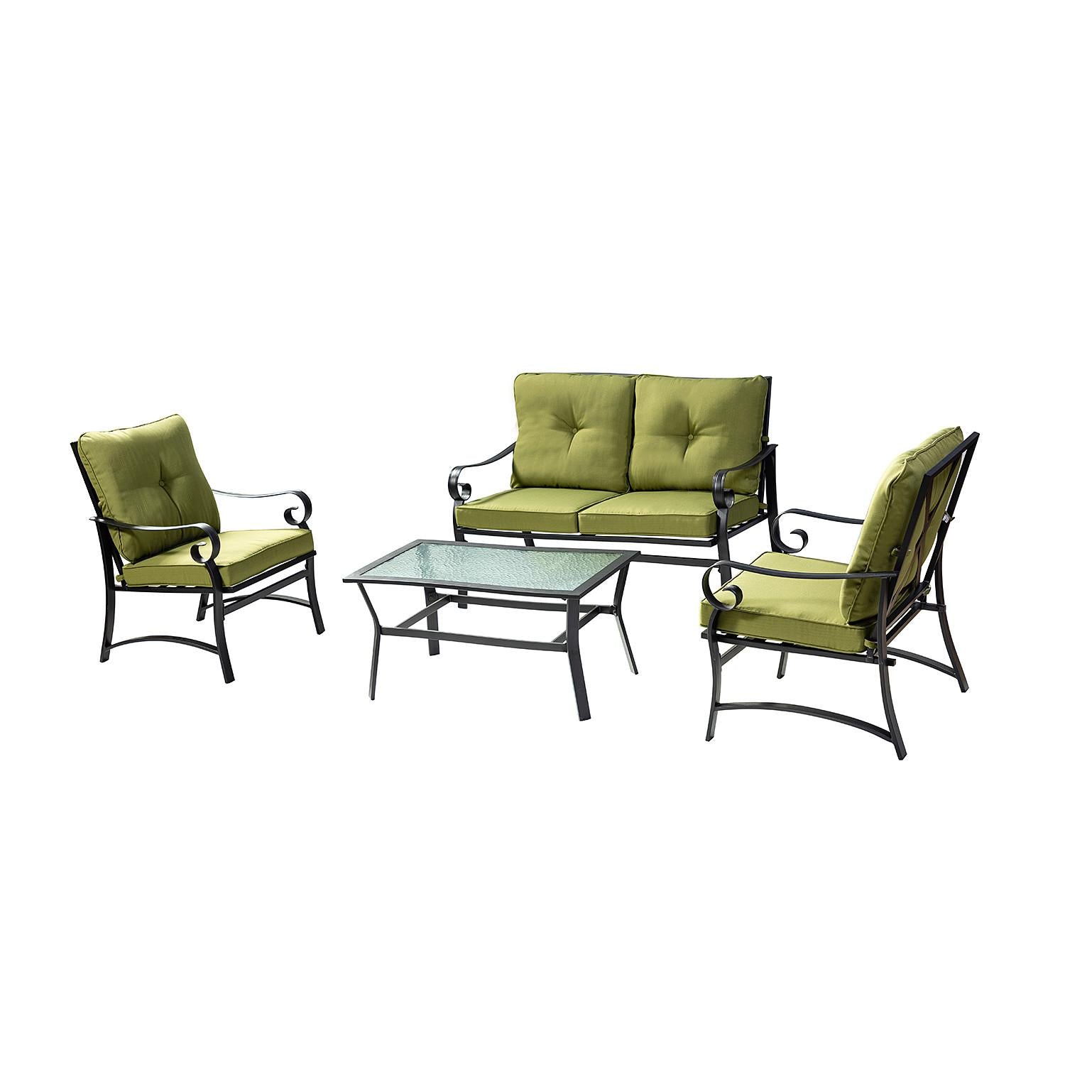 Iron Scroll Lemongrass Outdoor Sofa Seating and Table Set