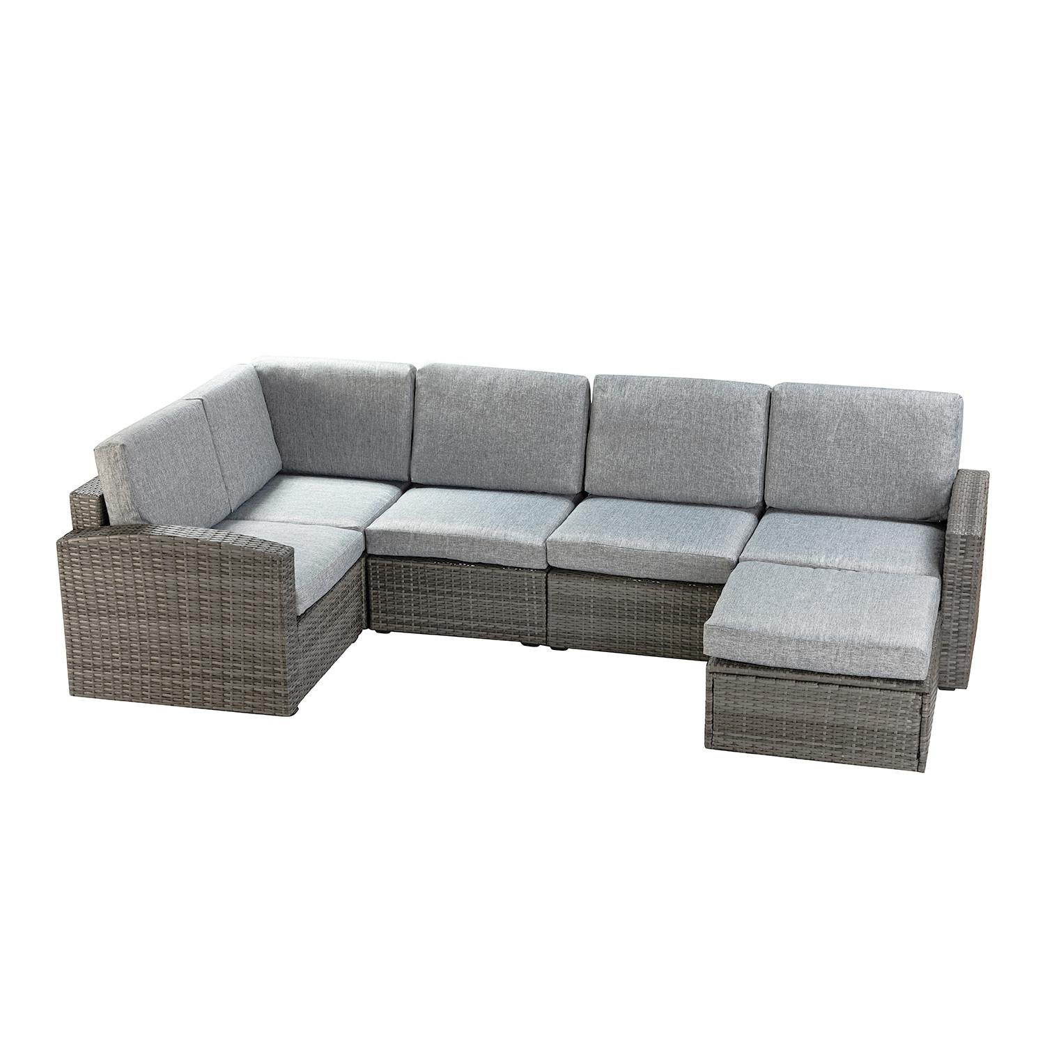 Grey Rattan Outdoor Sofa and Table Set