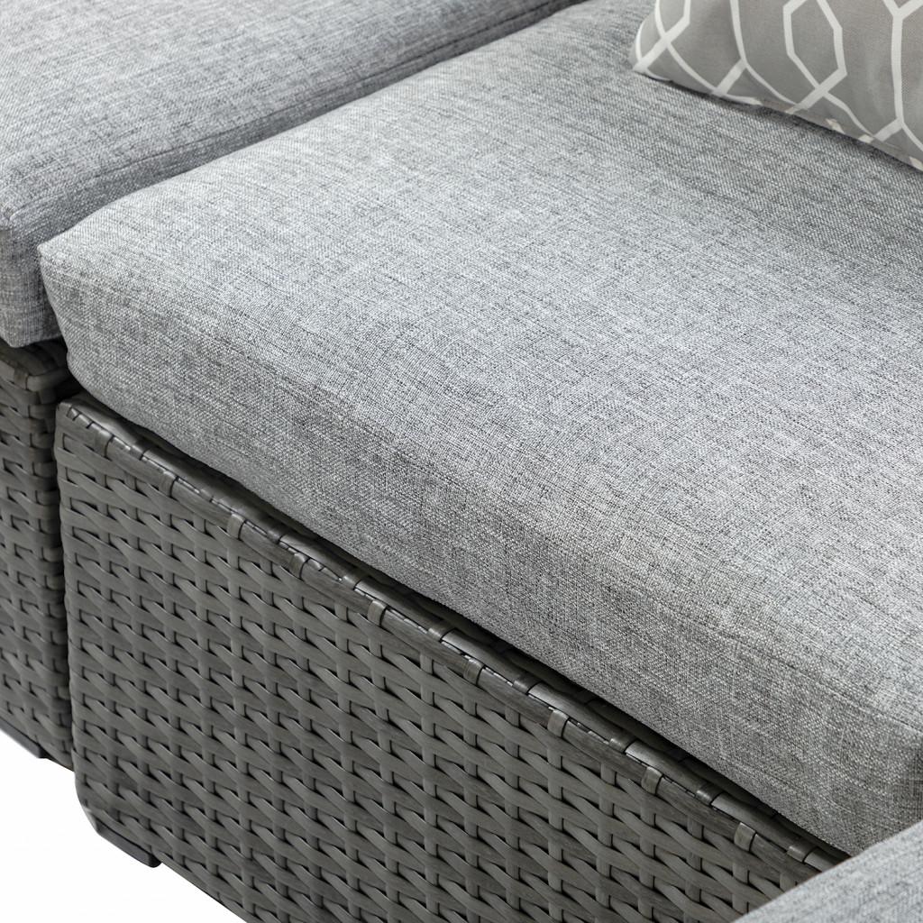 Grey Rattan Outdoor Sofa and Table Set