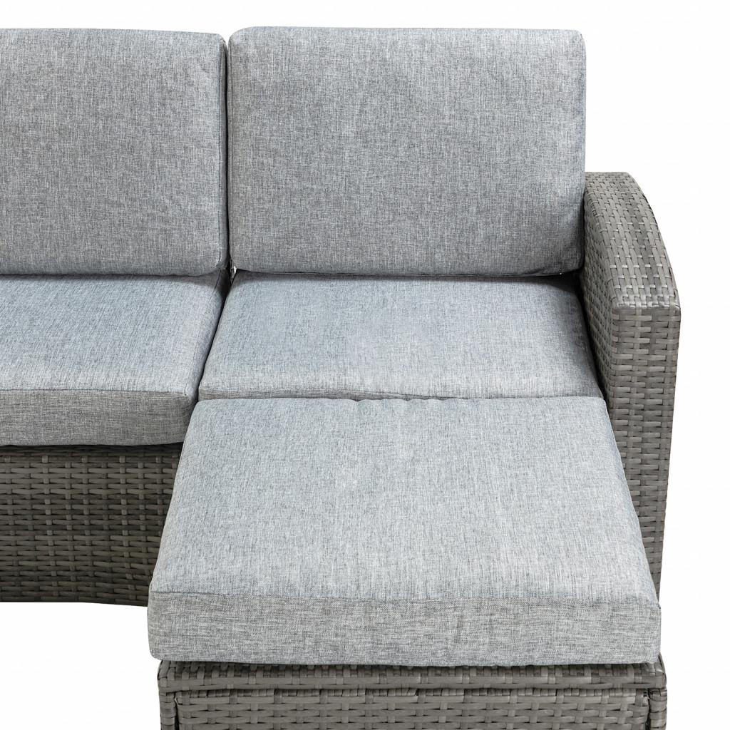 Grey Rattan Outdoor Sofa and Table Set