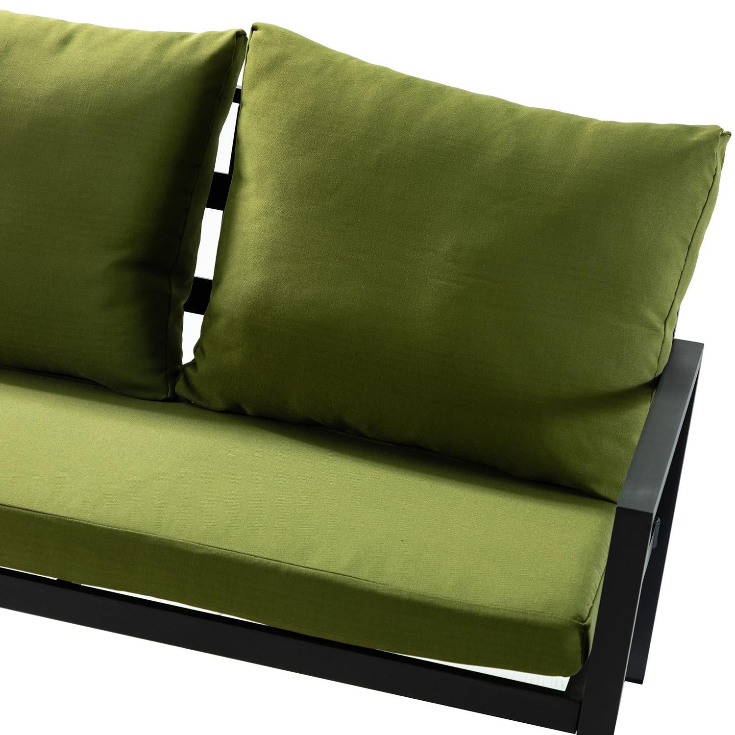 Black Lines and Moss Green Outdoor Sofa Seating and Table Set