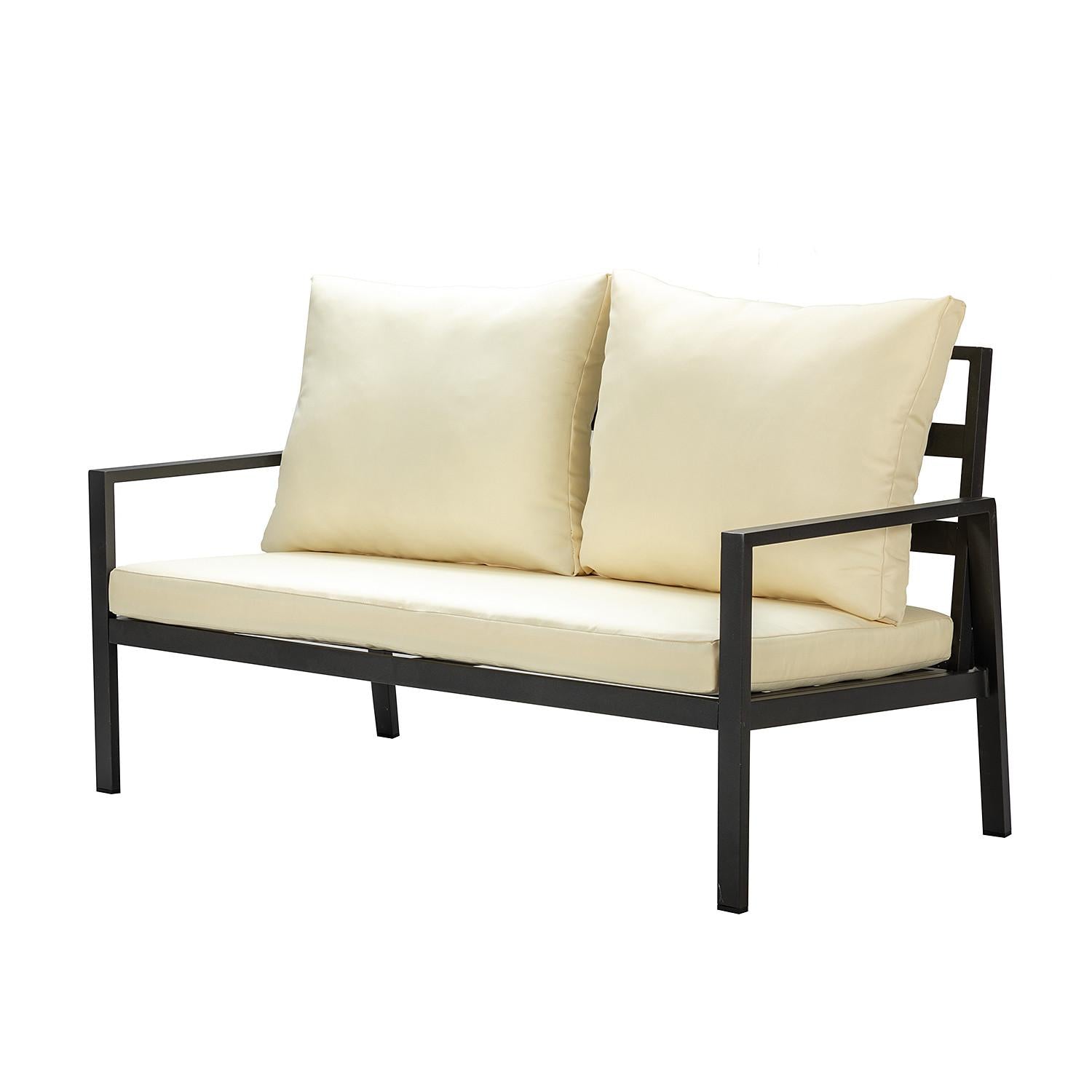 Black Lines and Ivory Outdoor Sofa Seating and Table Set