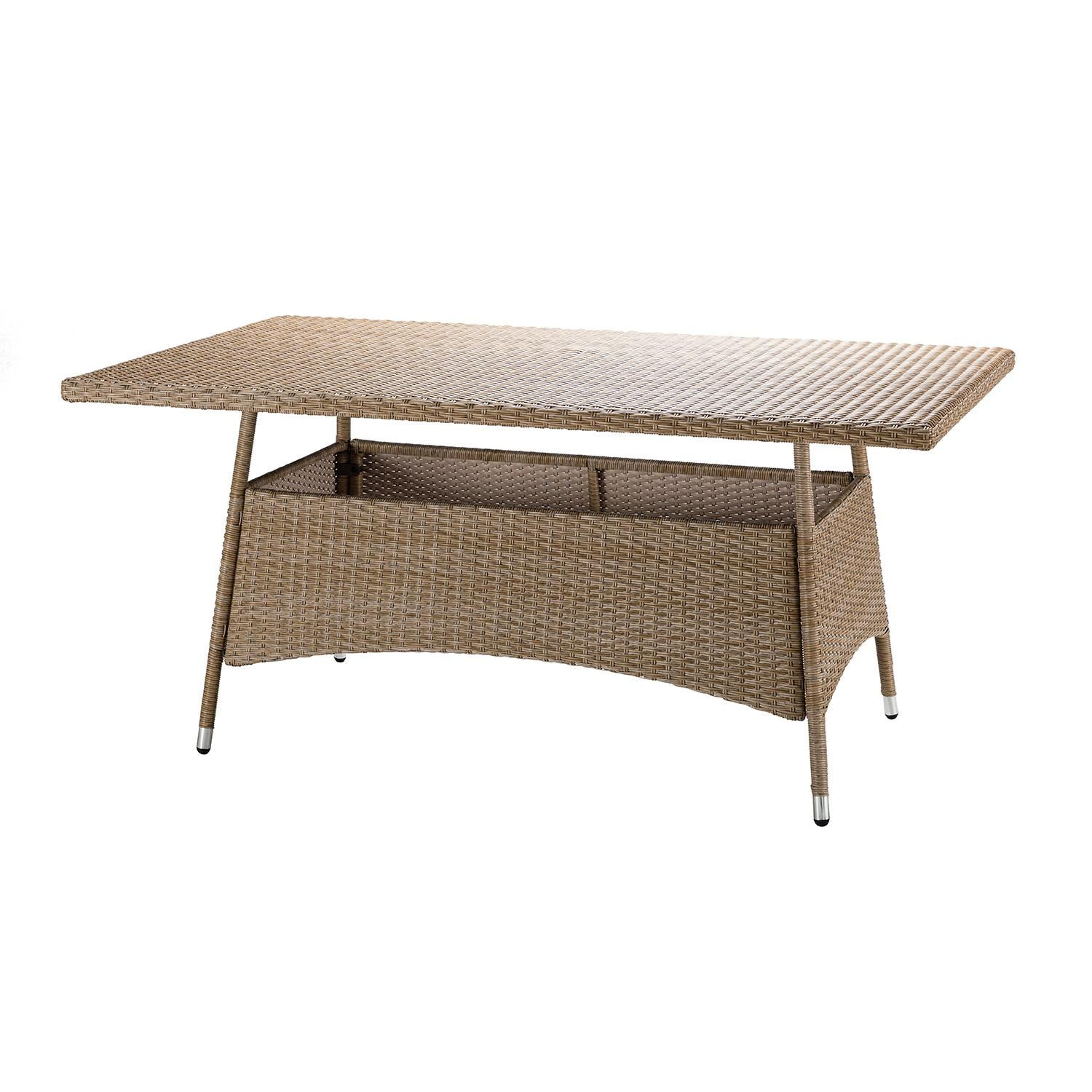 Natural Faux Rattan and Grey Outdoor Dining Table Set