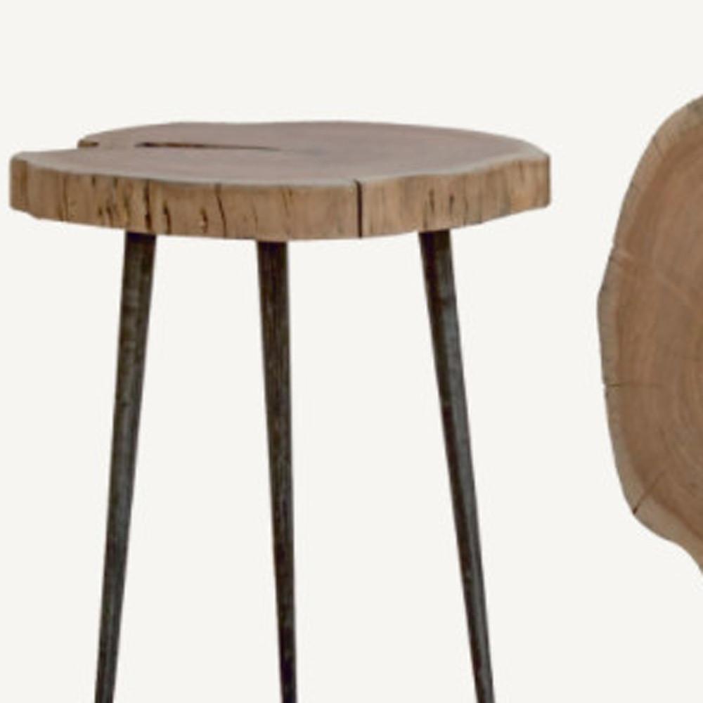 Natural Wood and Black Live Edge End or Side Table