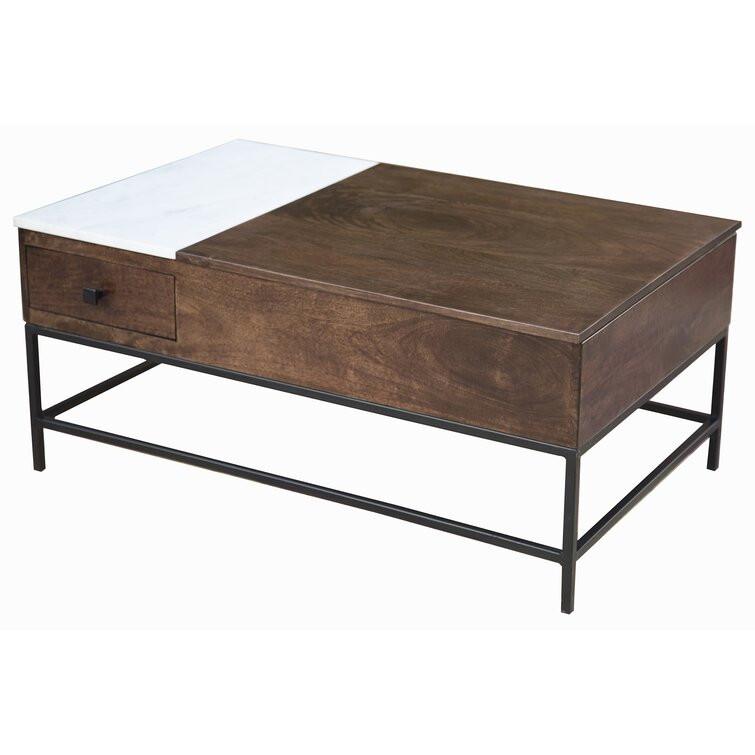 36” Retro Extendable Rustic Brown Wood Coffee Table