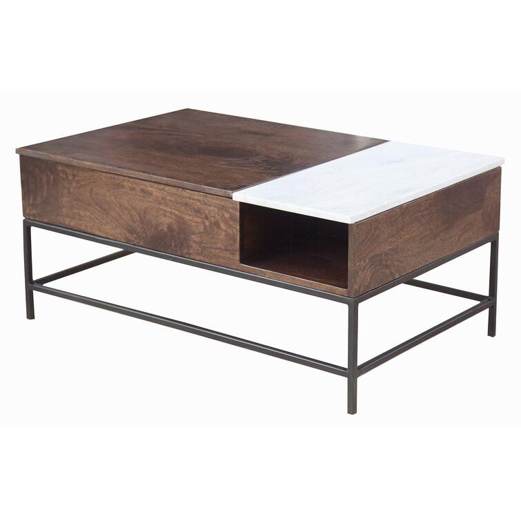 36” Retro Extendable Rustic Brown Wood Coffee Table