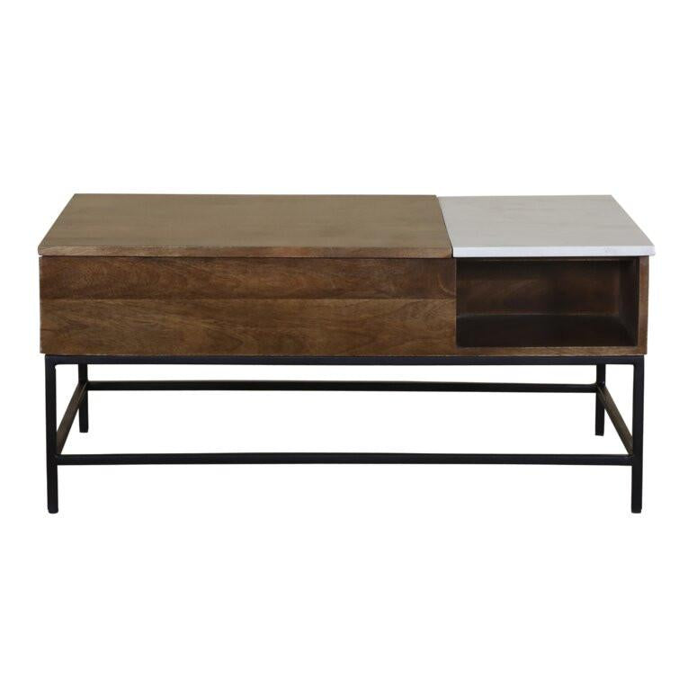 36” Retro Extendable Rustic Brown Wood Coffee Table