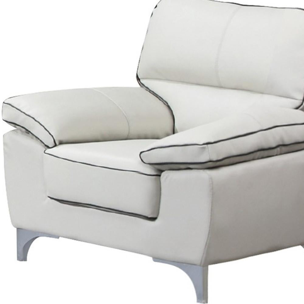 Contemporary Pale Grey Faux Leather Accent Chair