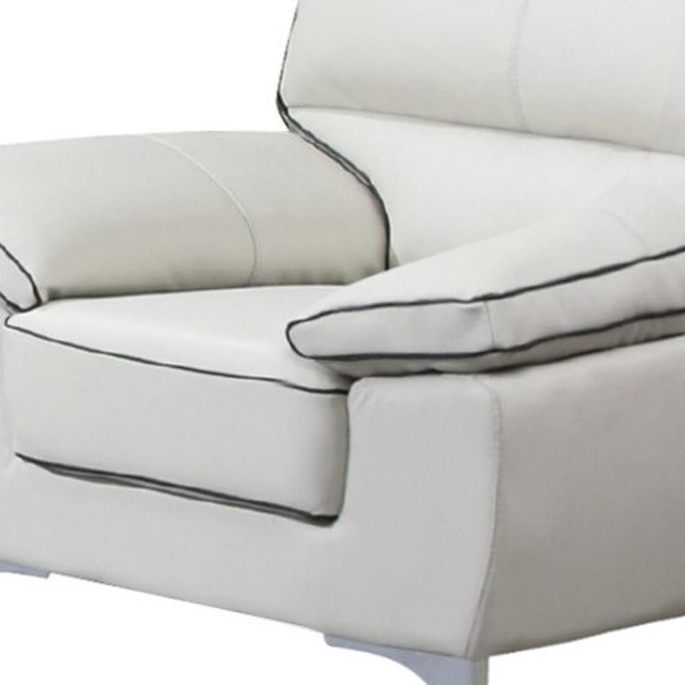 Contemporary Pale Grey Faux Leather Accent Chair