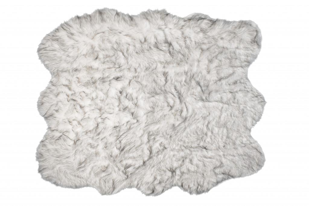 5' X 6' Grey Ombre Faux Sheepskin Non Skid Area Rug