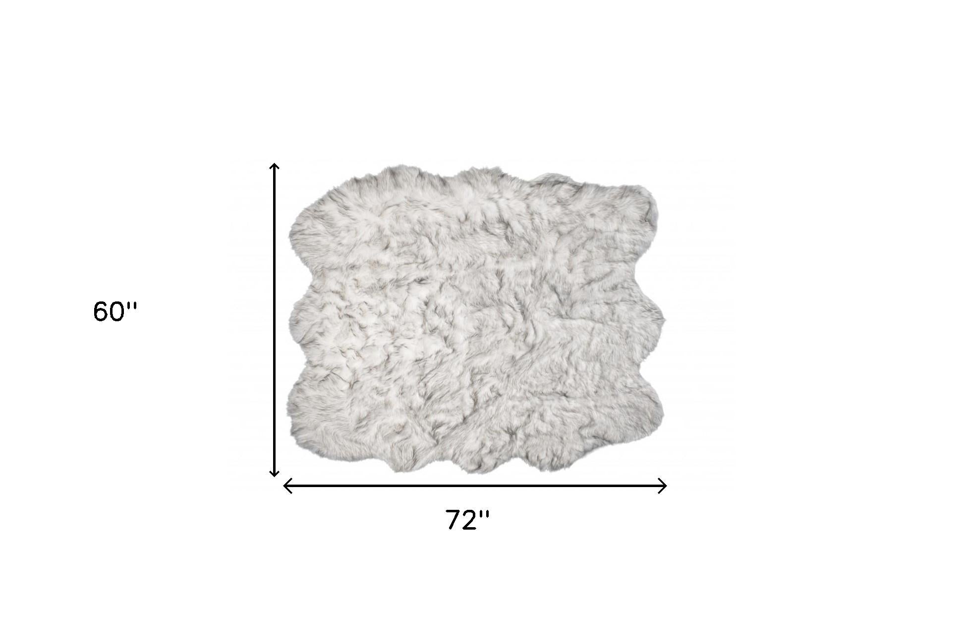 5' X 6' Grey Ombre Faux Sheepskin Non Skid Area Rug