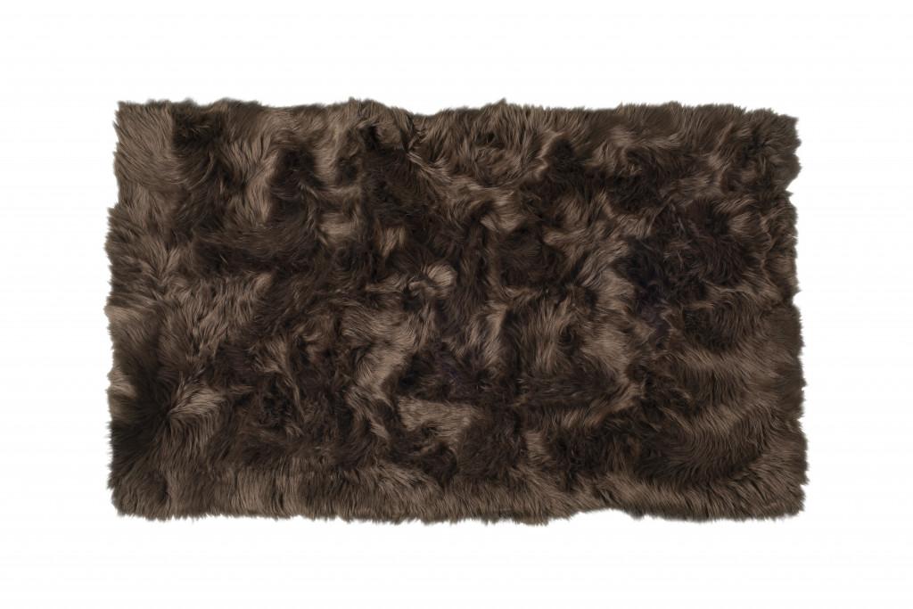 3' X 5' Chocolate Faux Fur Non Skid Area Rug