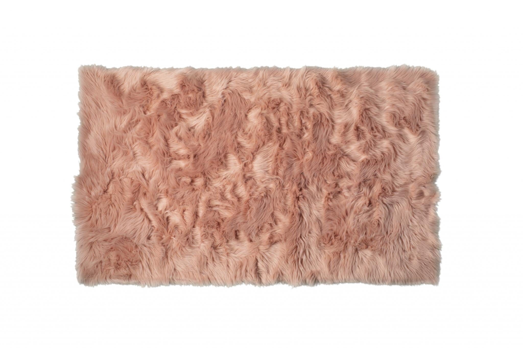 3' X 5' Dusty Rose Faux Fur Non Skid Area Rug