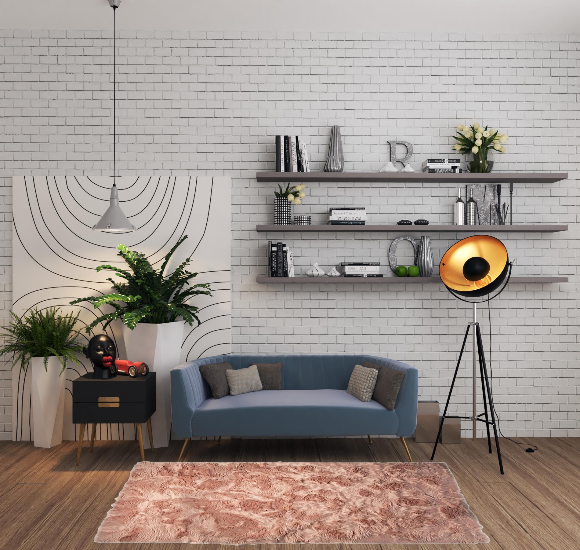 5' X 8' Dusty Rose Faux Fur Non Skid Area Rug