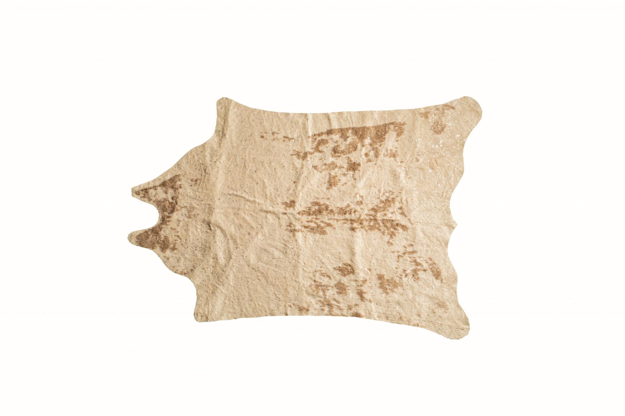 4'x 5' Off White And Silver Faux Cowhide Non Skid Area Rug