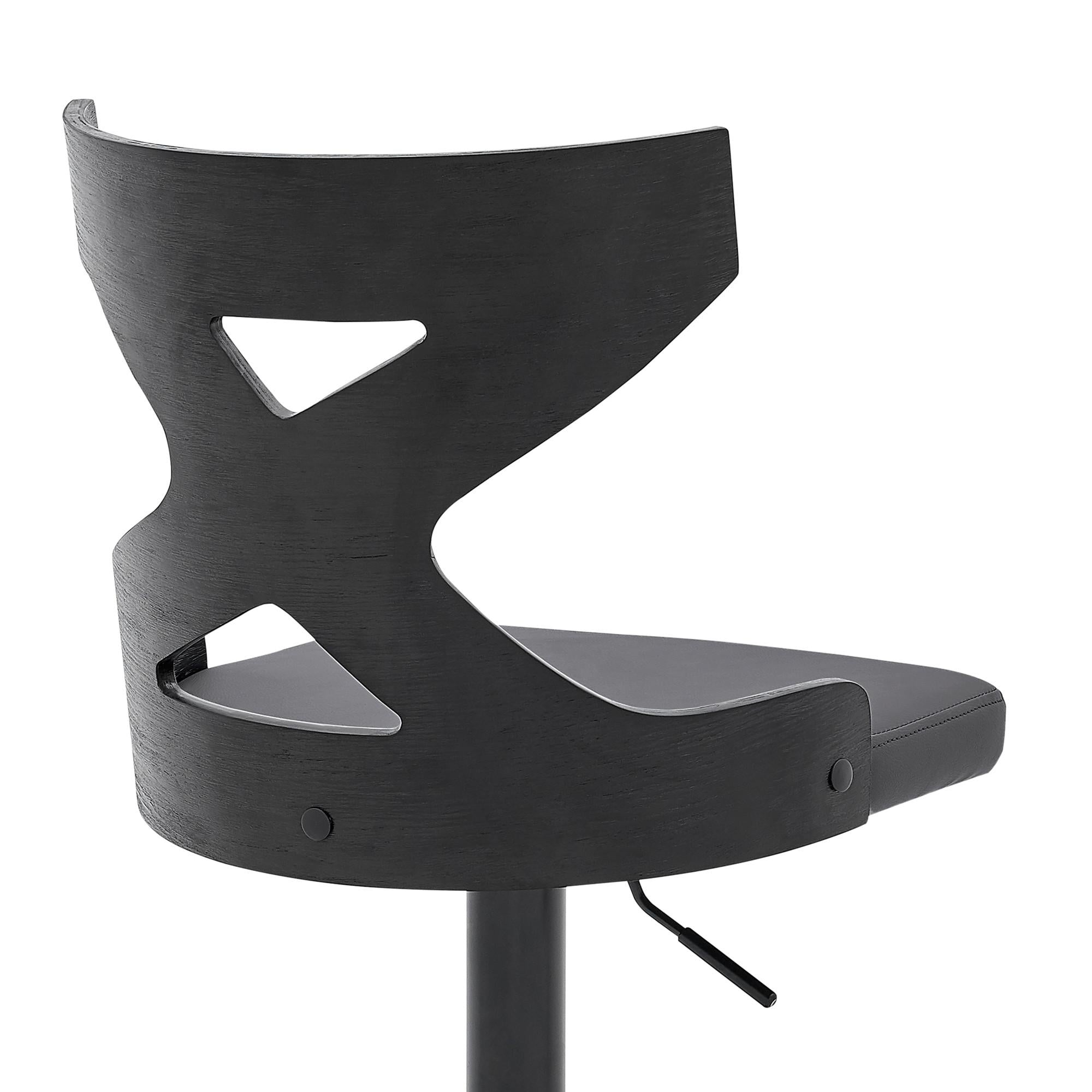 Grey Faux Leather Stylish Curved Back Bar Stool