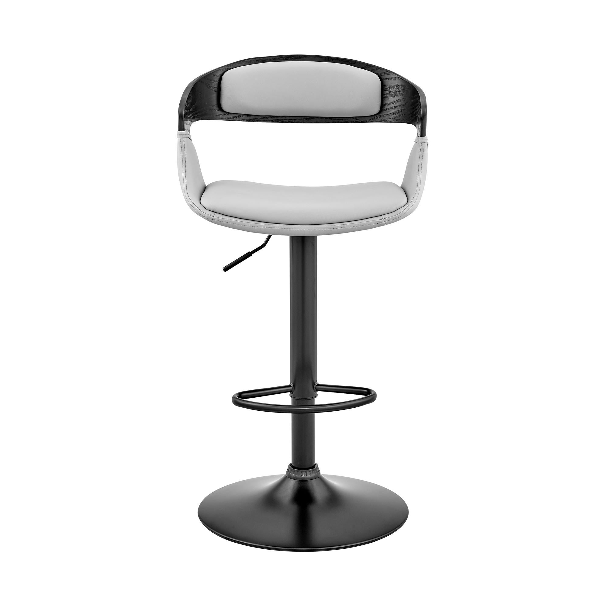 Gray Modern Upholstered & Black Base Bar Stool