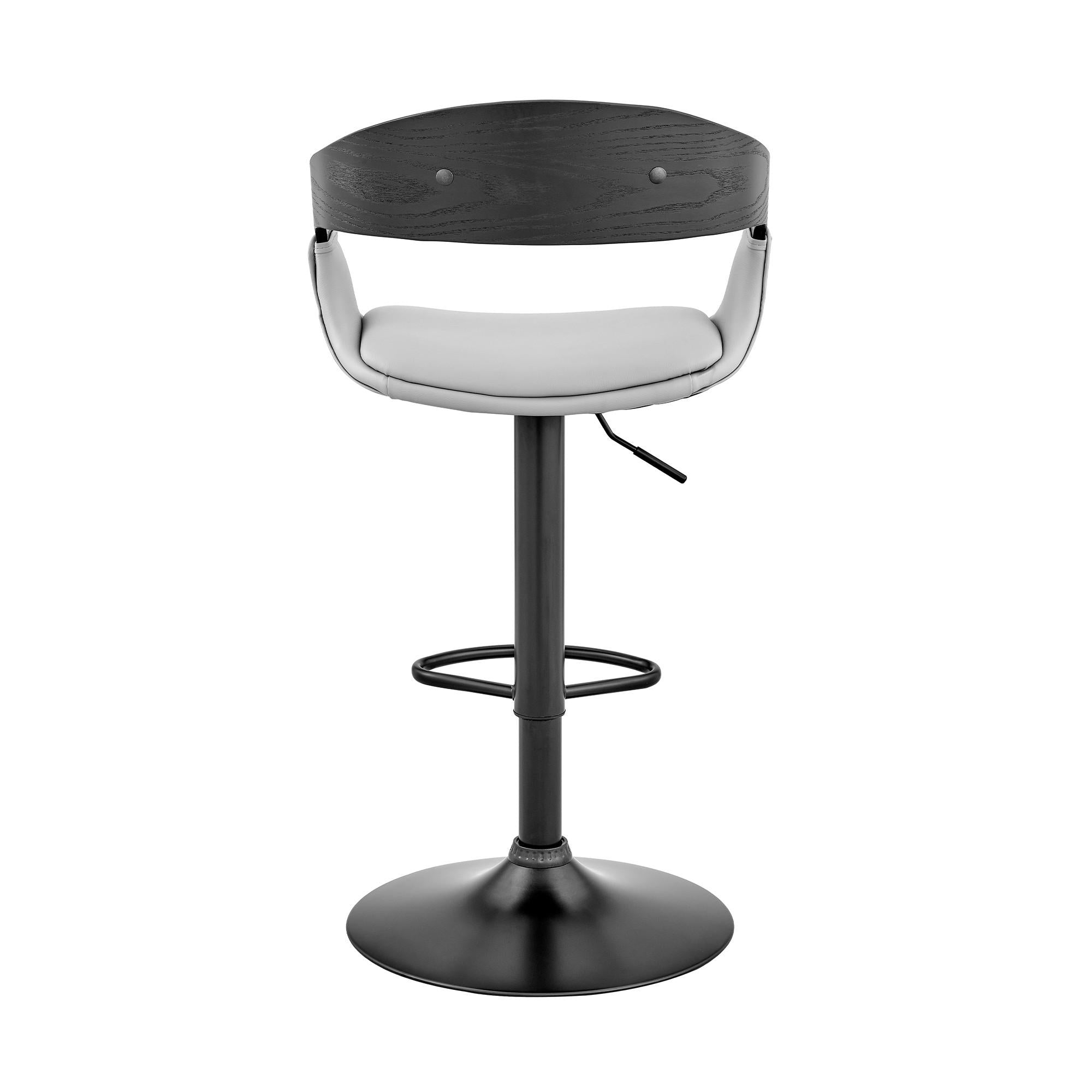 Gray Modern Upholstered & Black Base Bar Stool