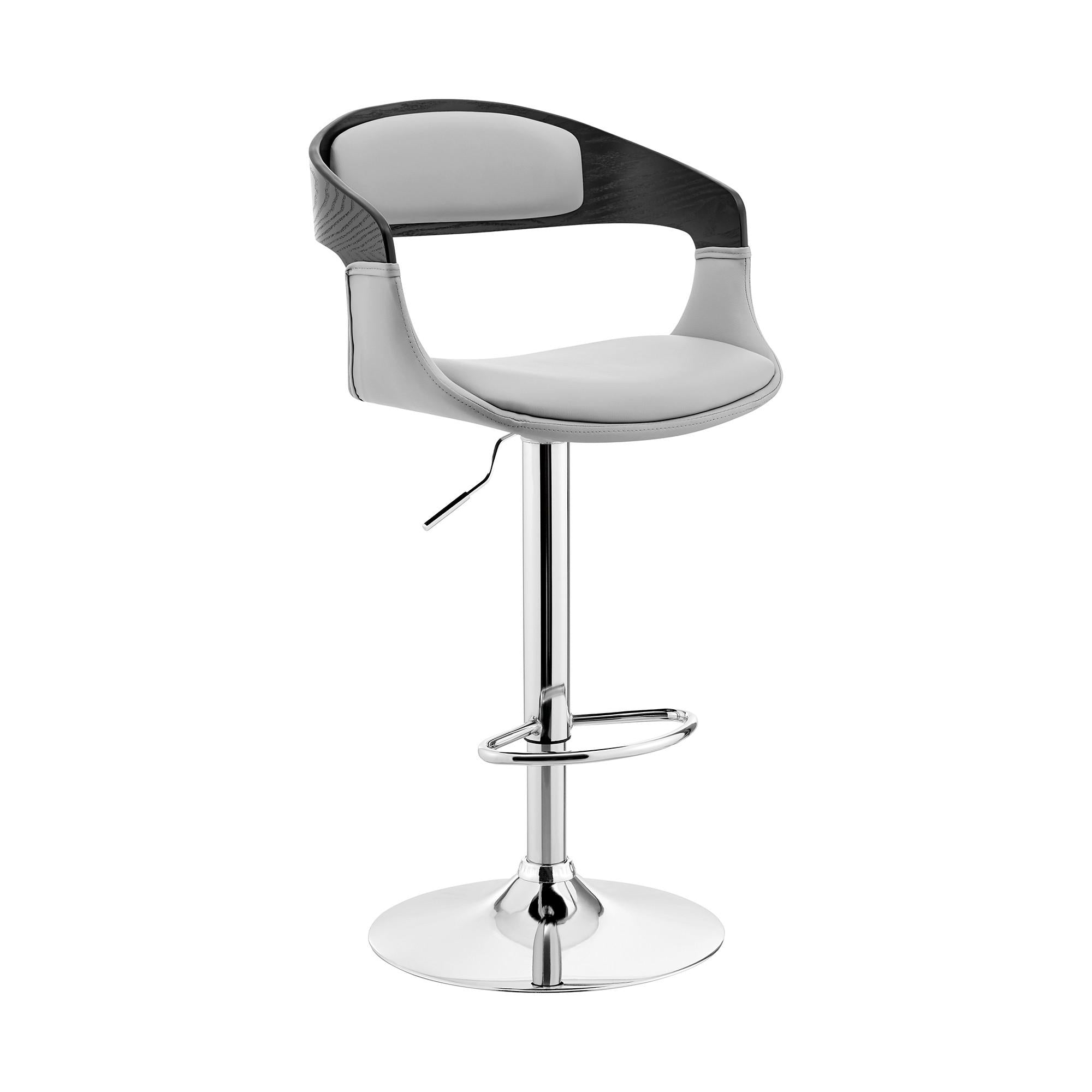 Gray Modern Upholstered & Chrome Base Bar Stool