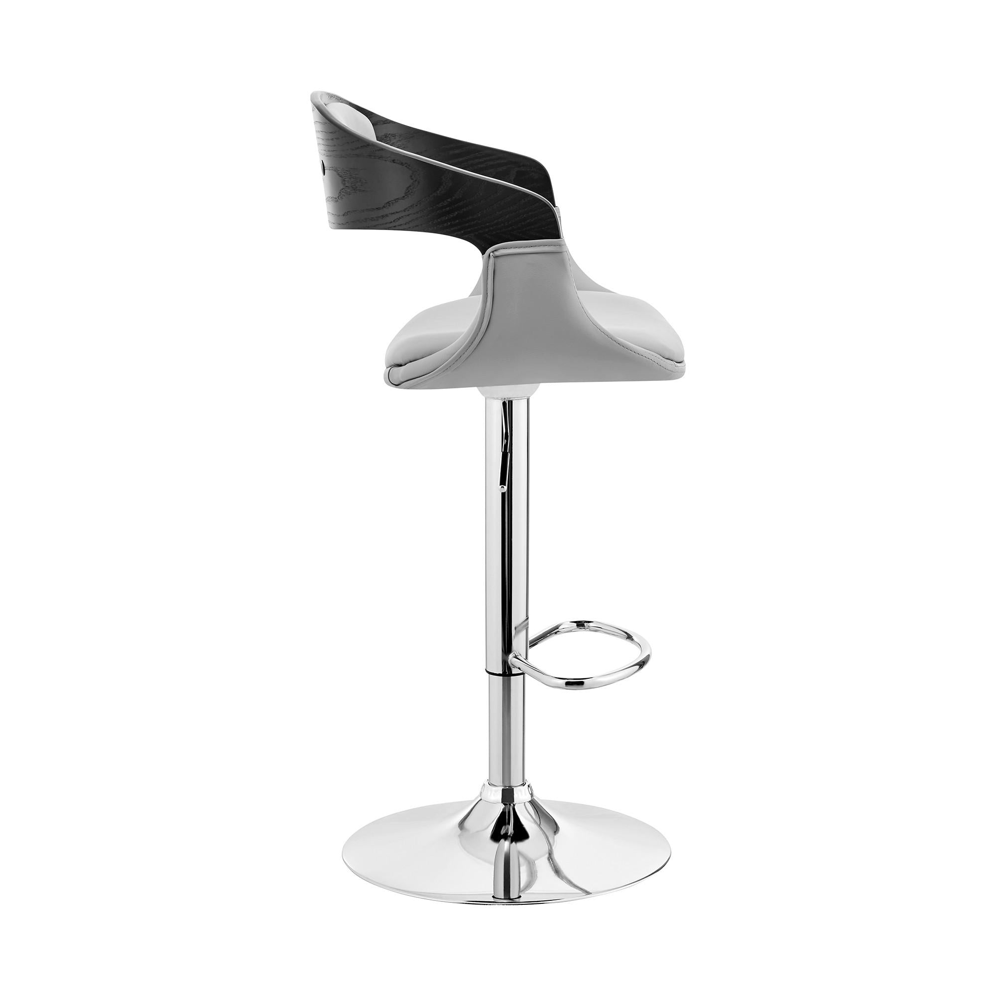 Gray Modern Upholstered & Chrome Base Bar Stool