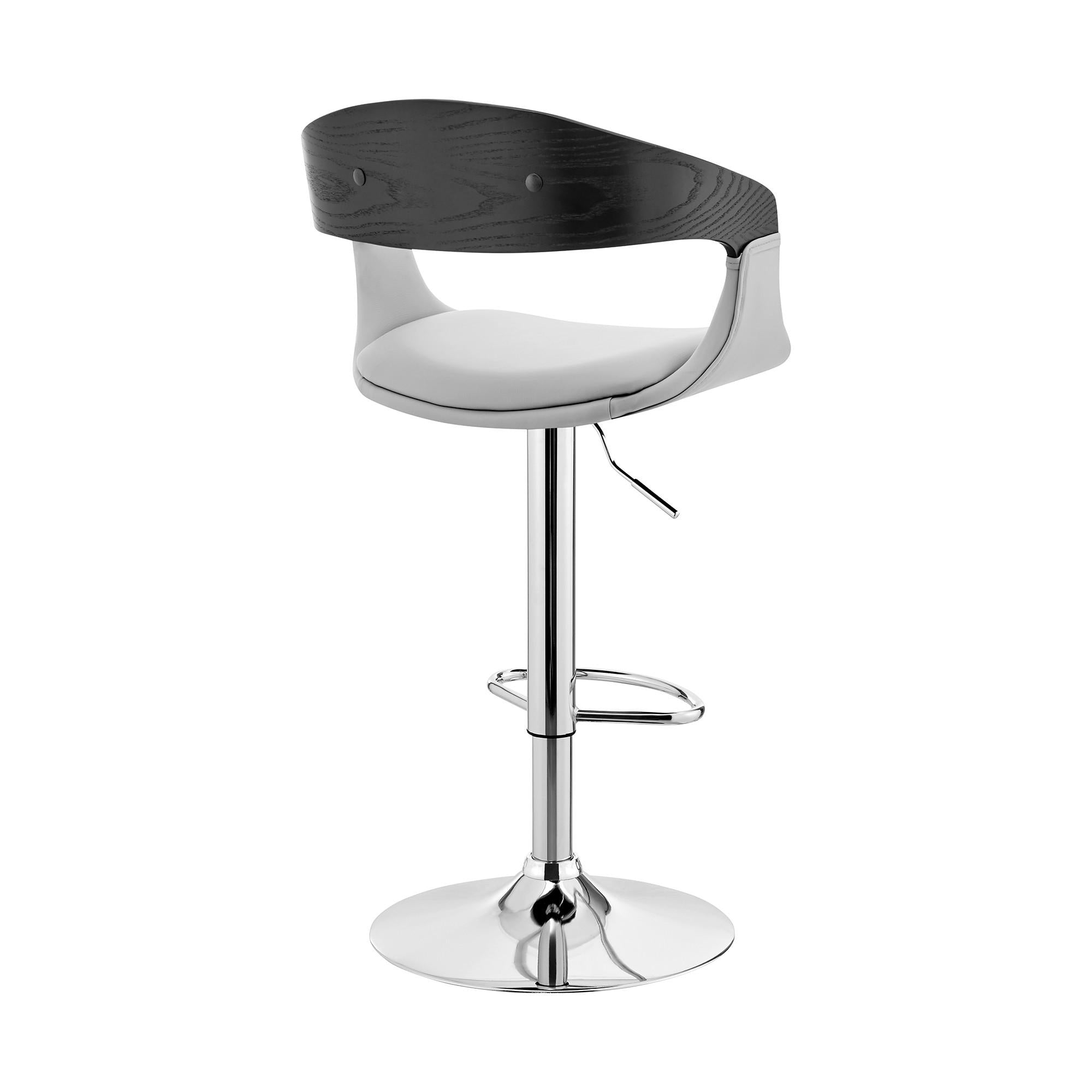 Gray Modern Upholstered & Chrome Base Bar Stool