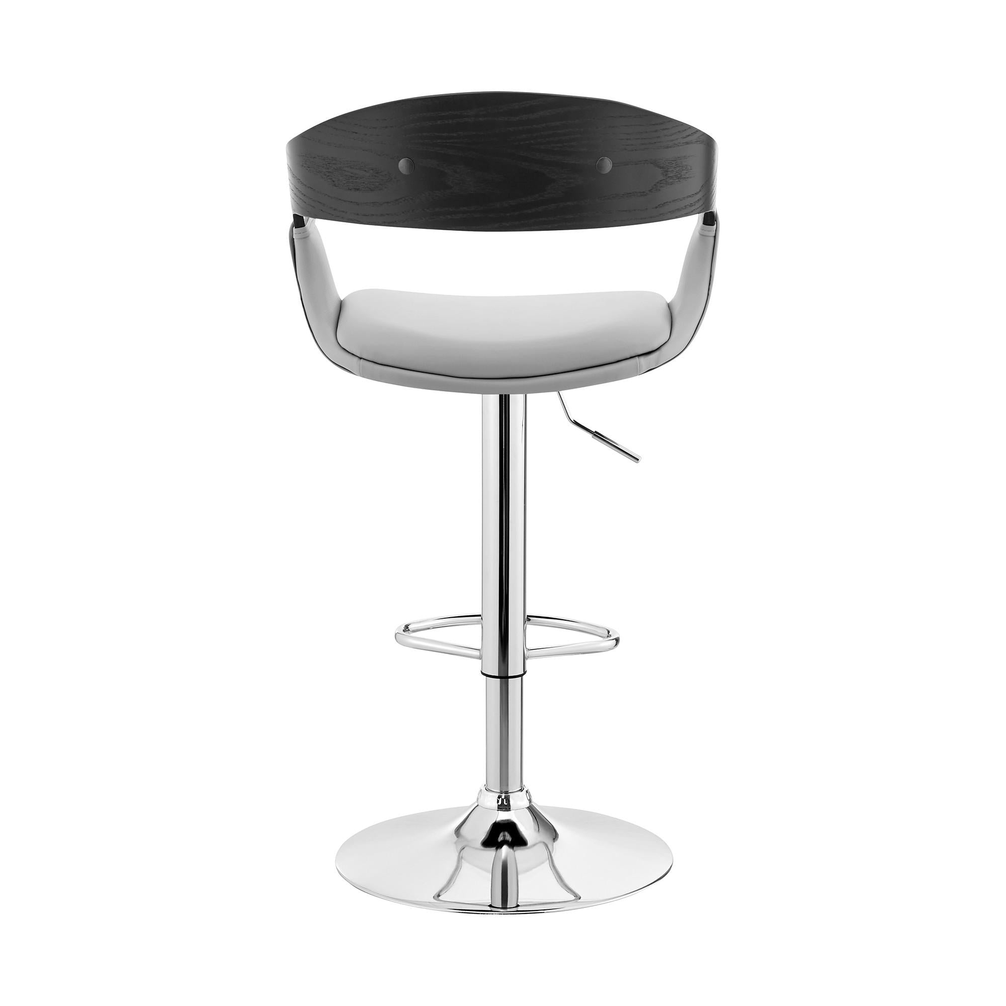 Gray Modern Upholstered & Chrome Base Bar Stool