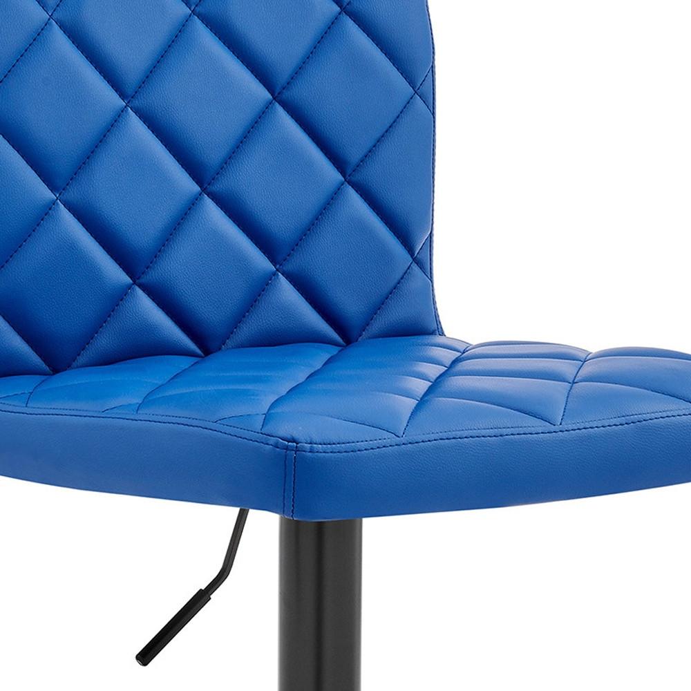 Blue Faux Leather Swivel Adjustable Bar Stool