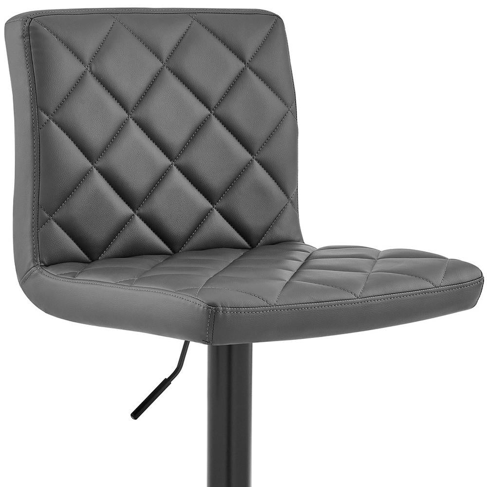 Gray Faux Leather Swivel Adjustable Bar Stool