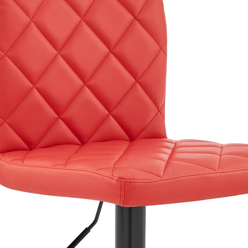 Red Faux Leather Swivel Adjustable Bar Stool