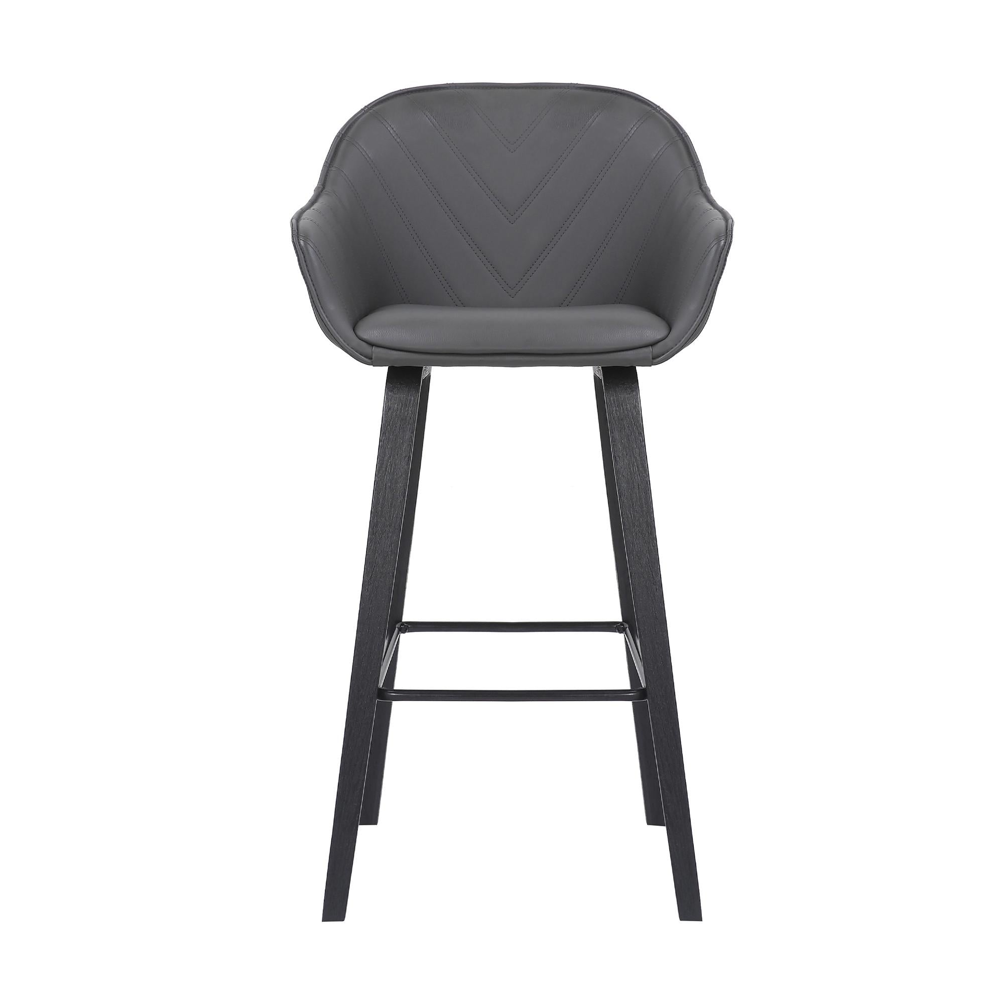 Gray Textured Faux Leather Modern Bar Stool