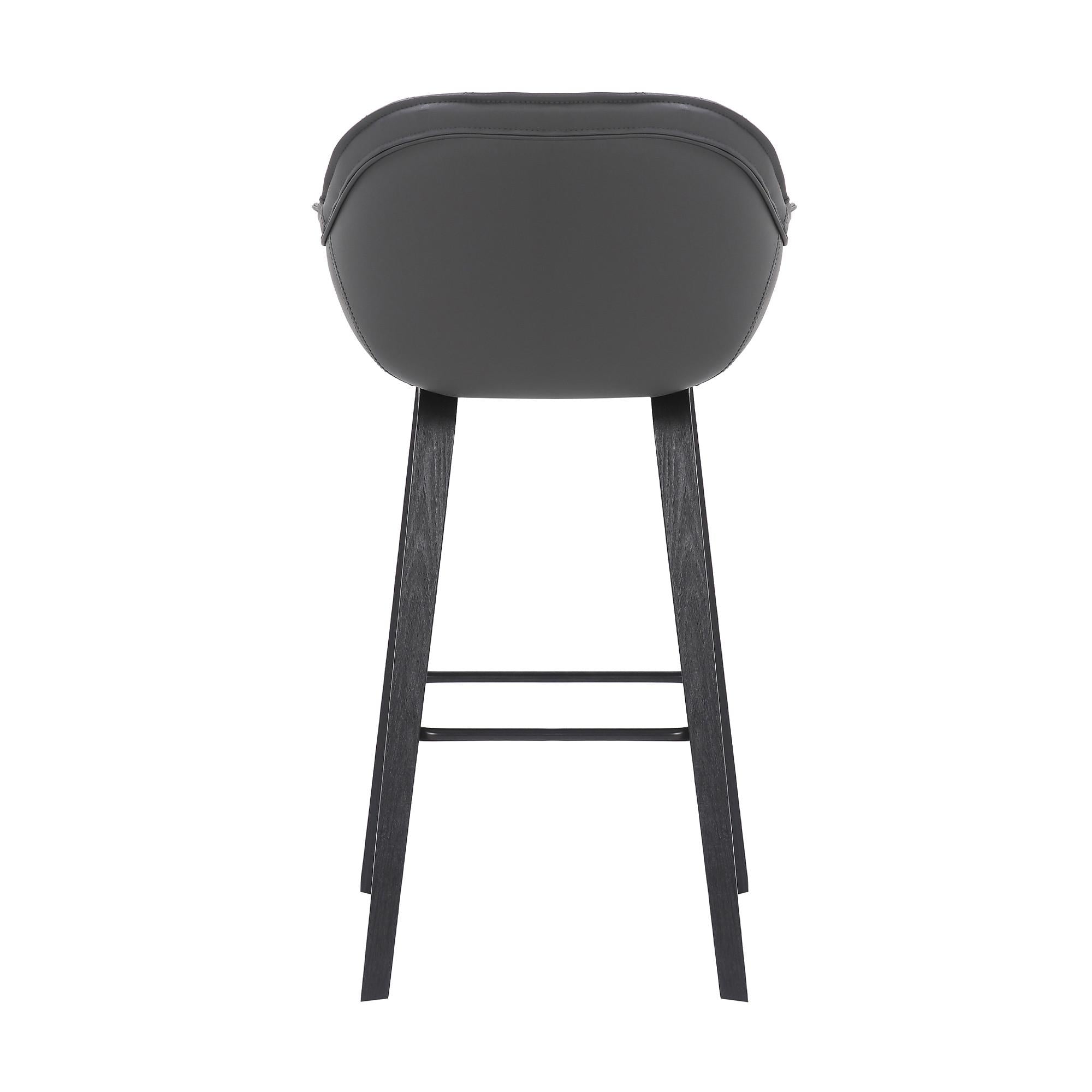 Gray Textured Faux Leather Modern Bar Stool