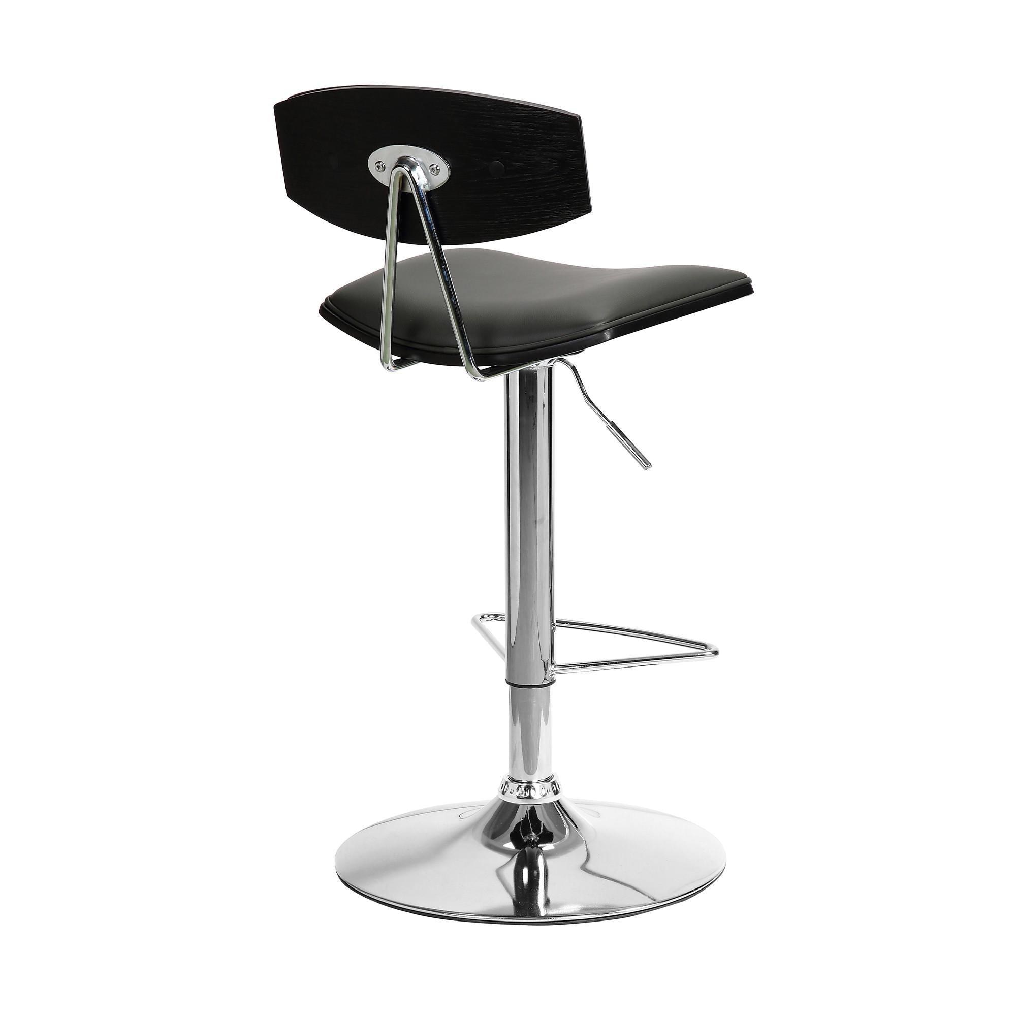 Gray Faux Leather Adjustable Chrome Base Swivel Bar Stool