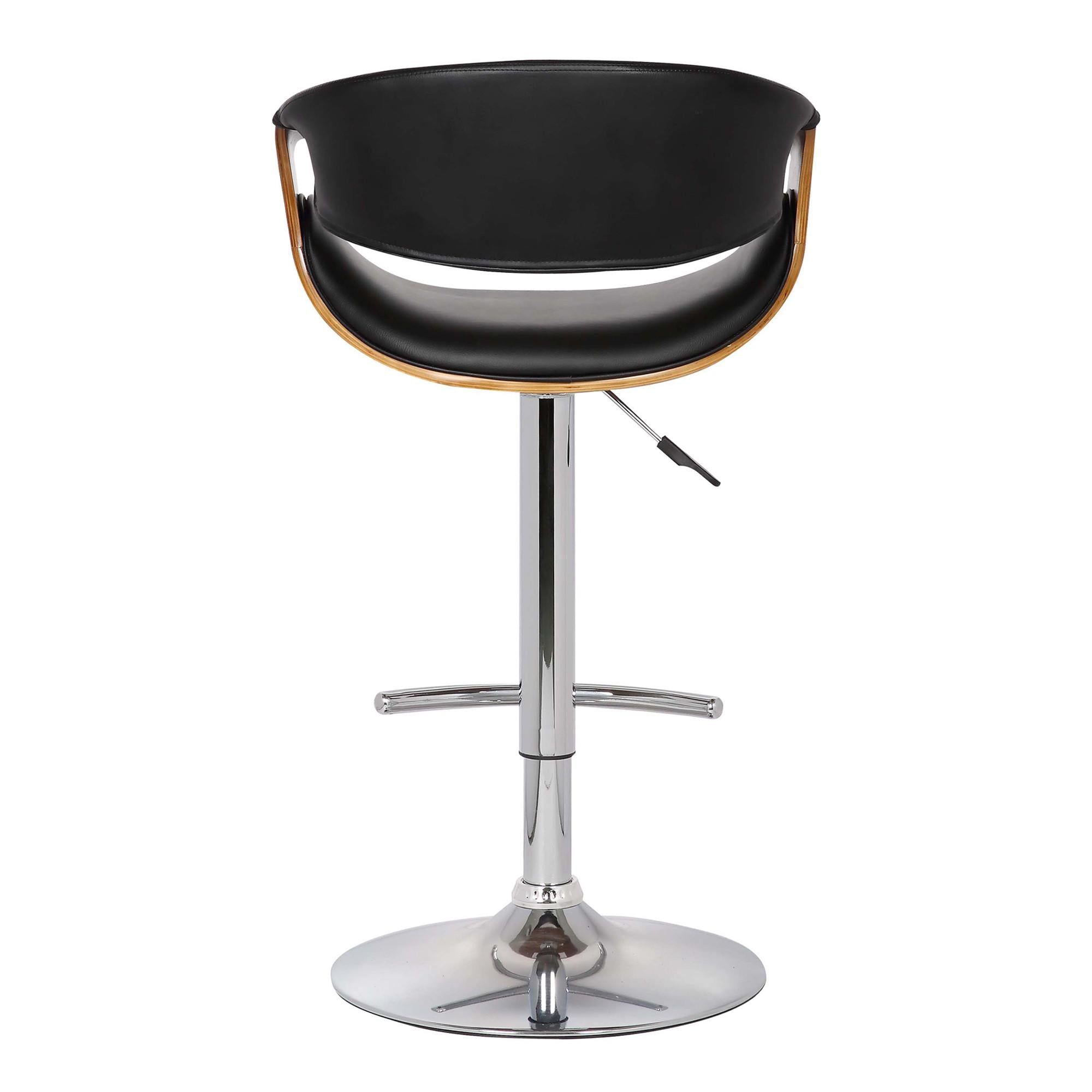 Mod Adjustable Black Faux Leather Swivel Bar Stool