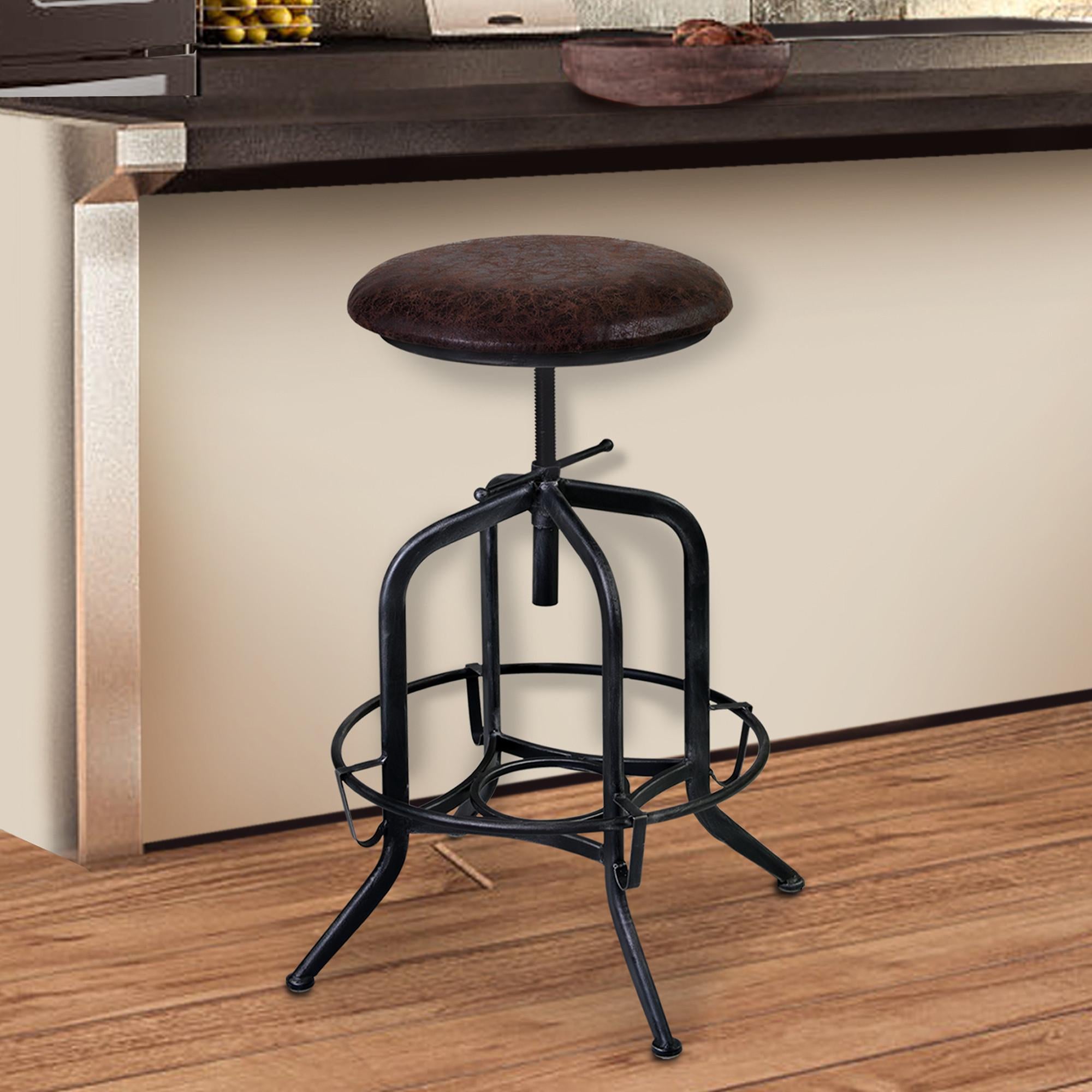 Brown and Black Adjustable Industrial Style Bar Stool