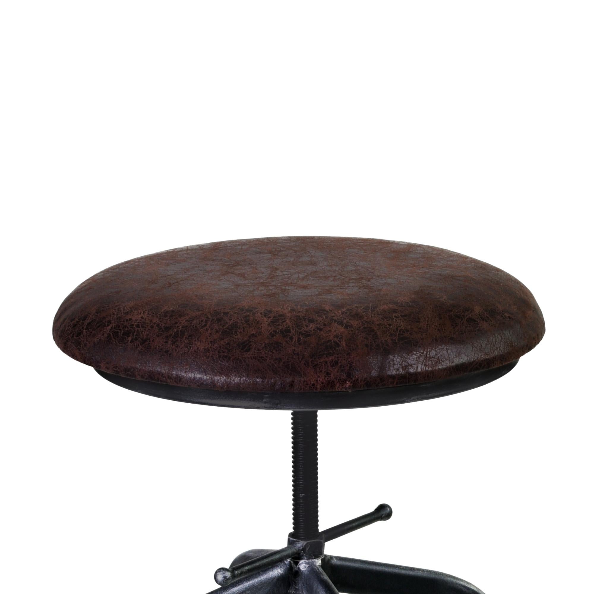 Brown and Black Adjustable Industrial Style Bar Stool