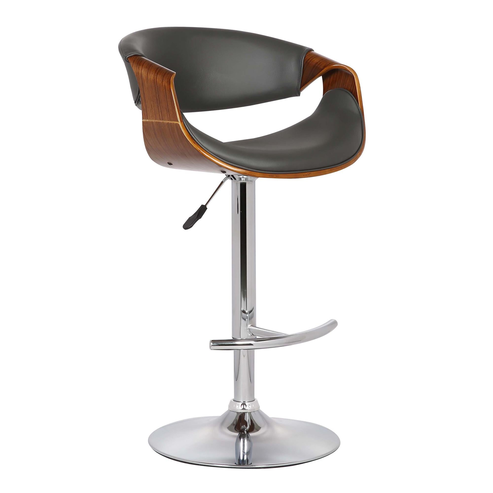 Mod Adjustable Grey Faux Leather Swivel Bar Stool