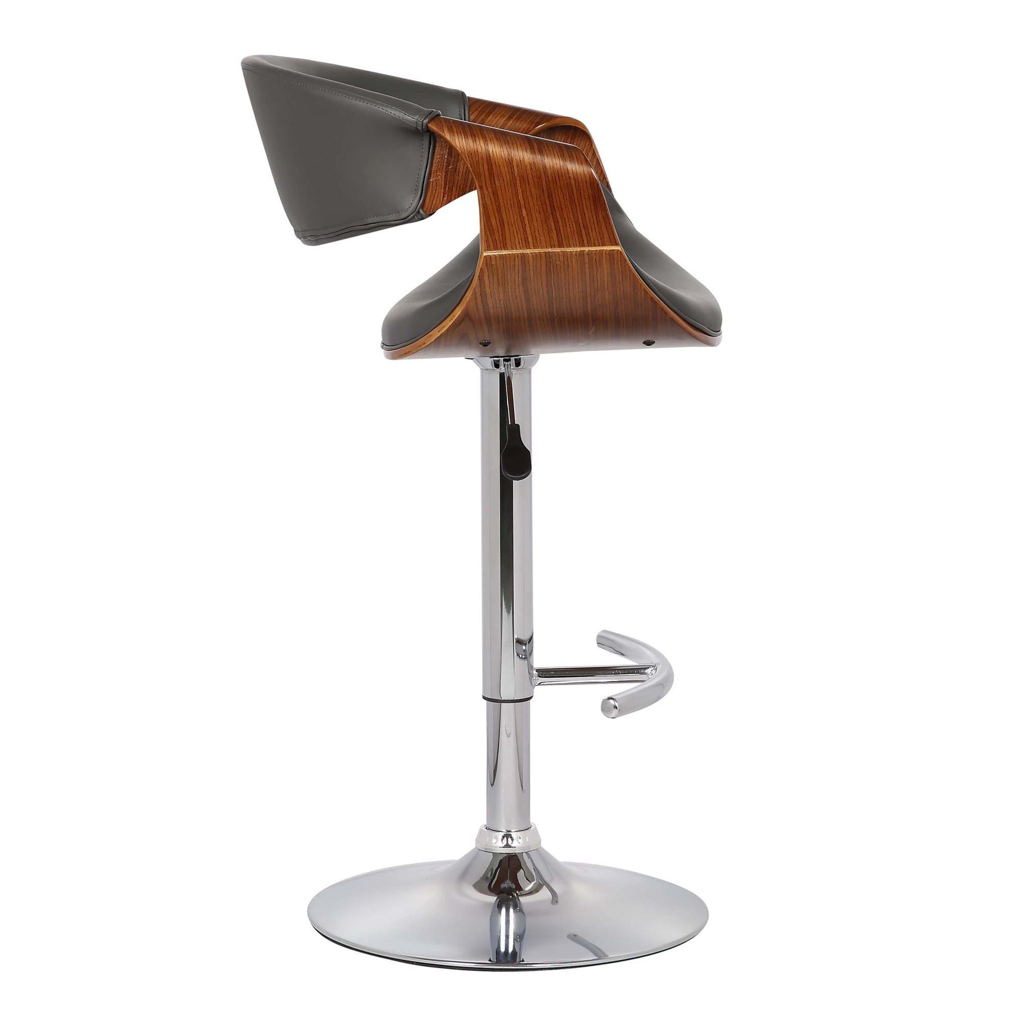 Mod Adjustable Grey Faux Leather Swivel Bar Stool