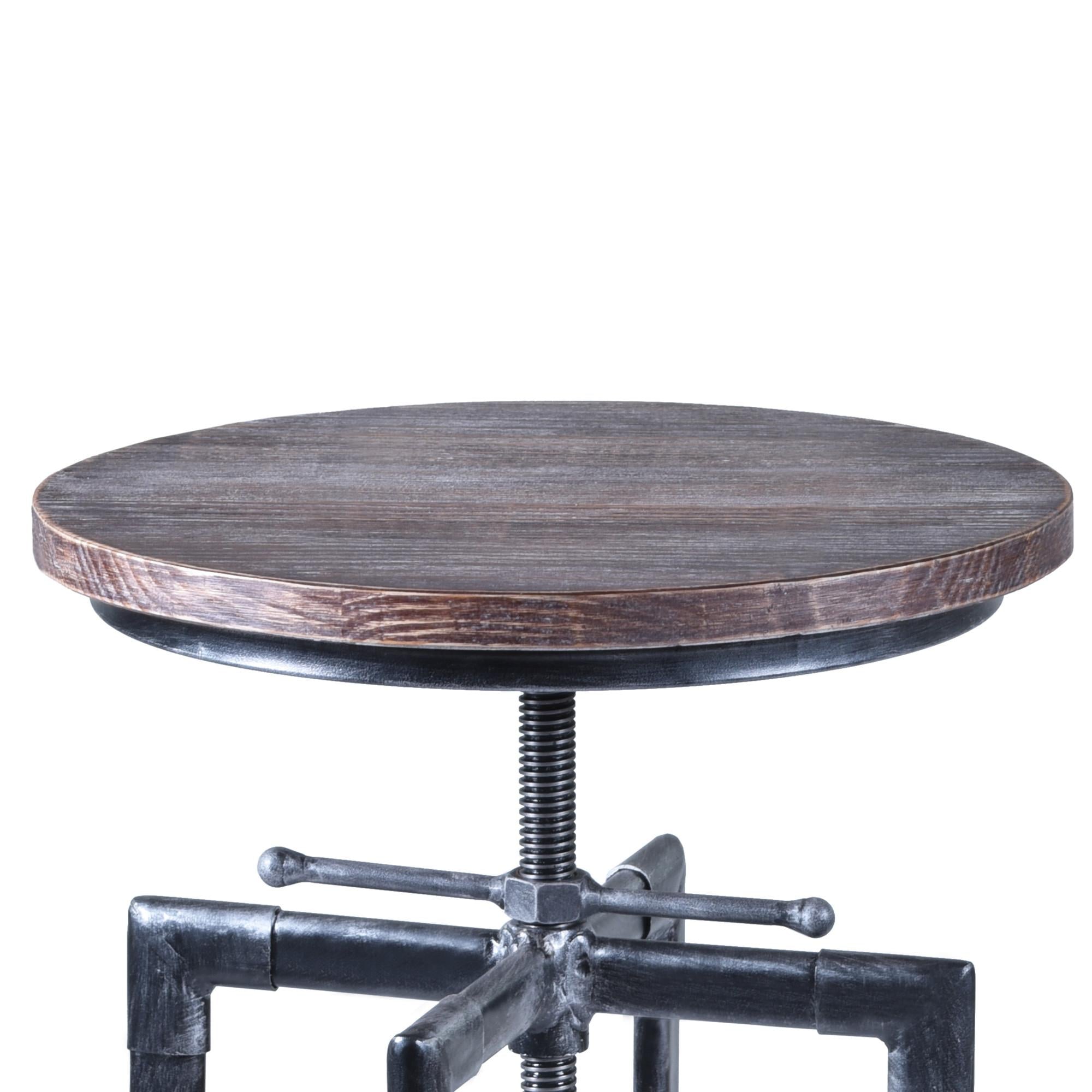 Adjustable Industrial Pine Wood Swivel Bar Stool