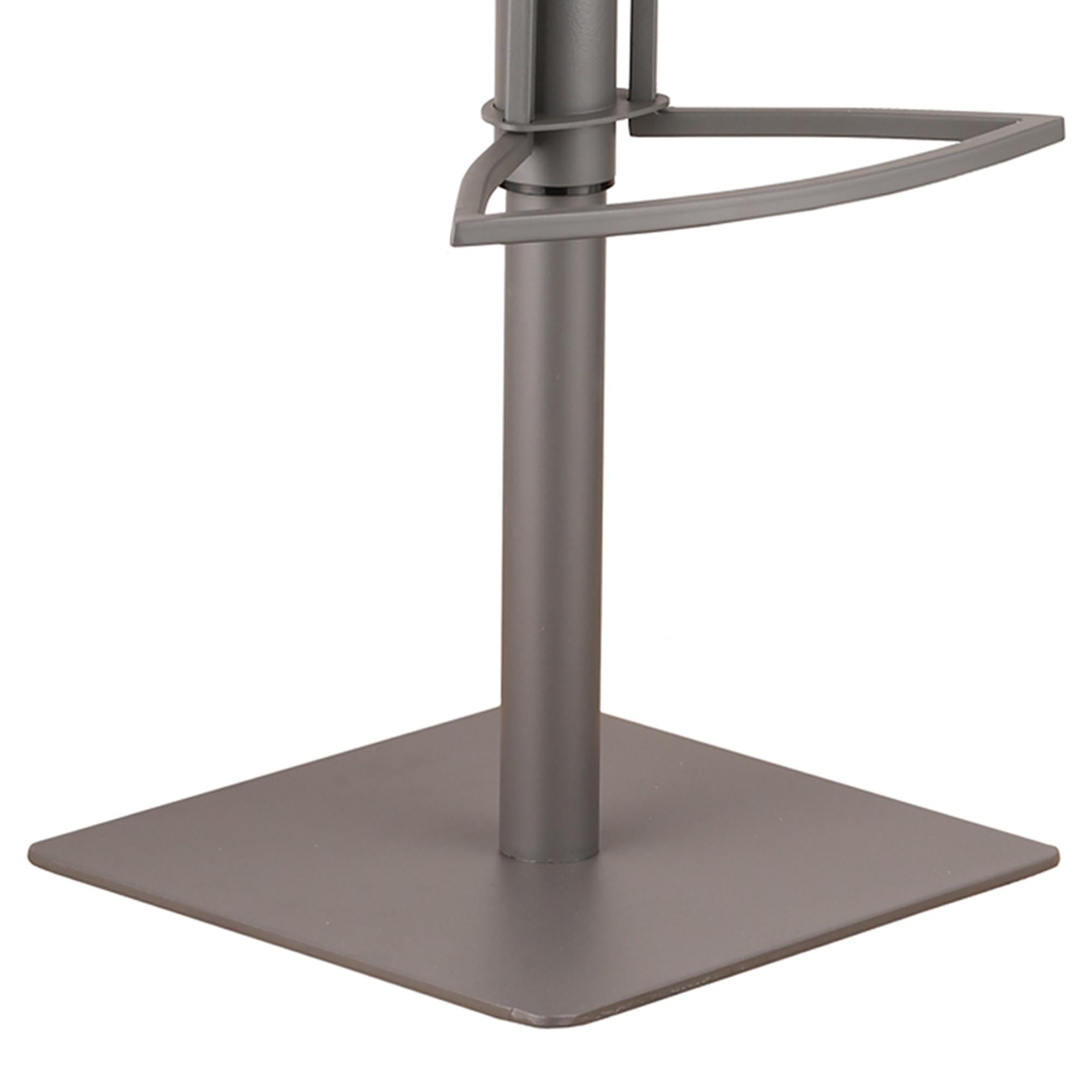 Grey Faux Leather Armless Swivel Bar Stool with Grey Metal Base