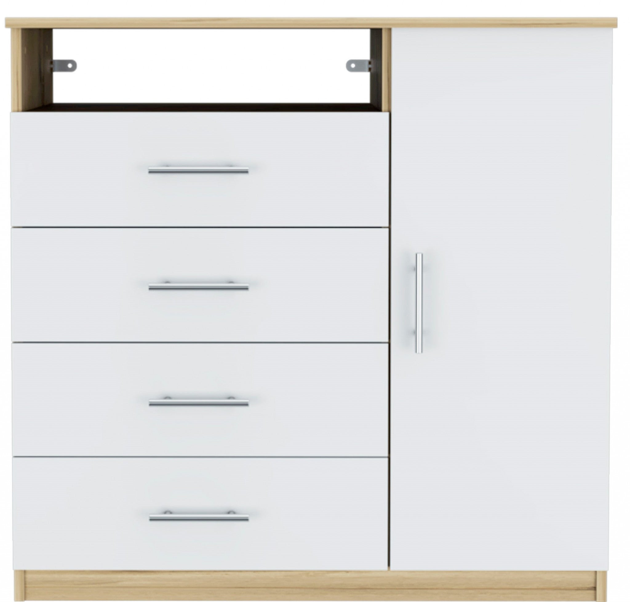 36" Light Oak And White Four Drawer Combo Dresser Default Title
