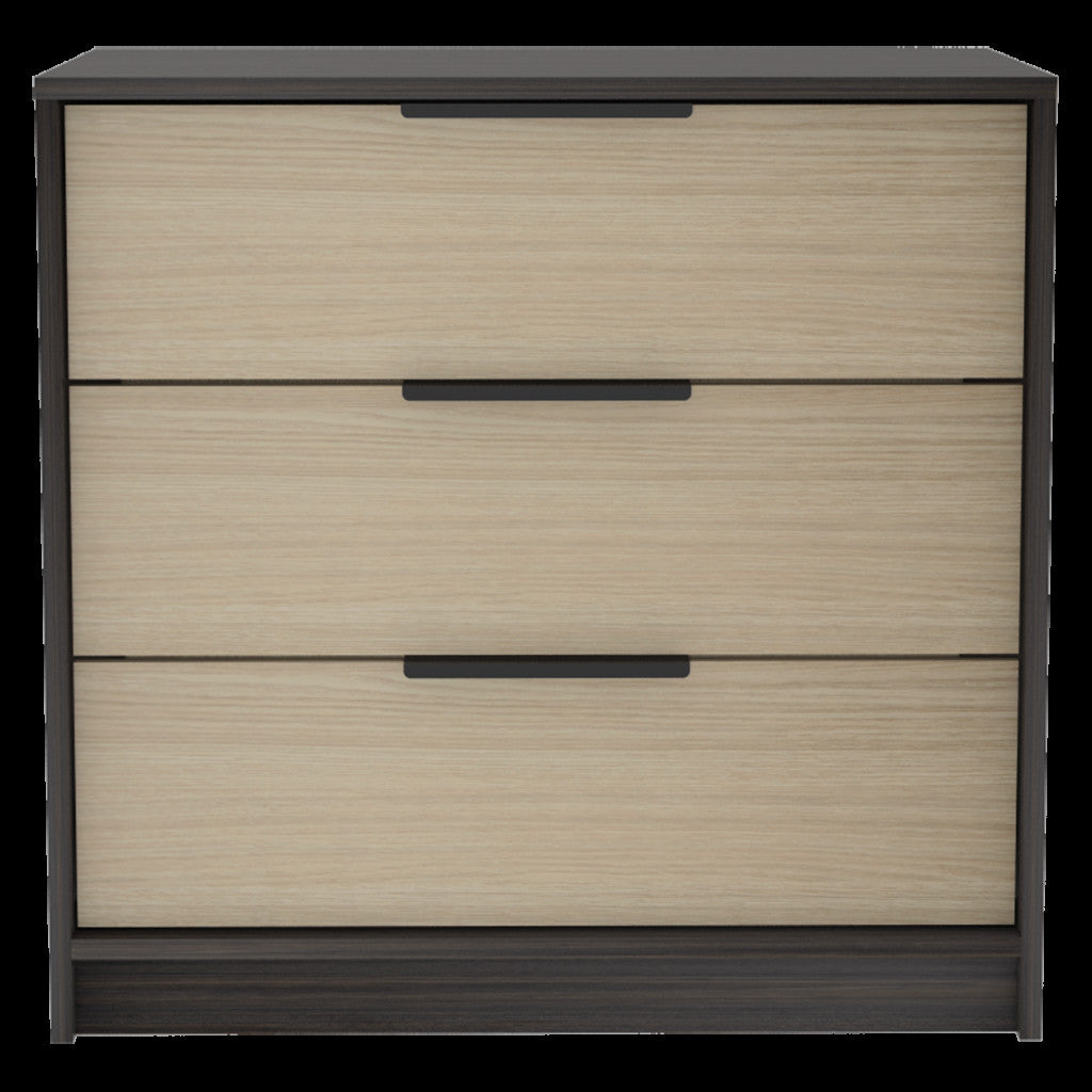 28" Black And Light Oak Manufactured Wood Three Drawer Standard Dresser Default Title
