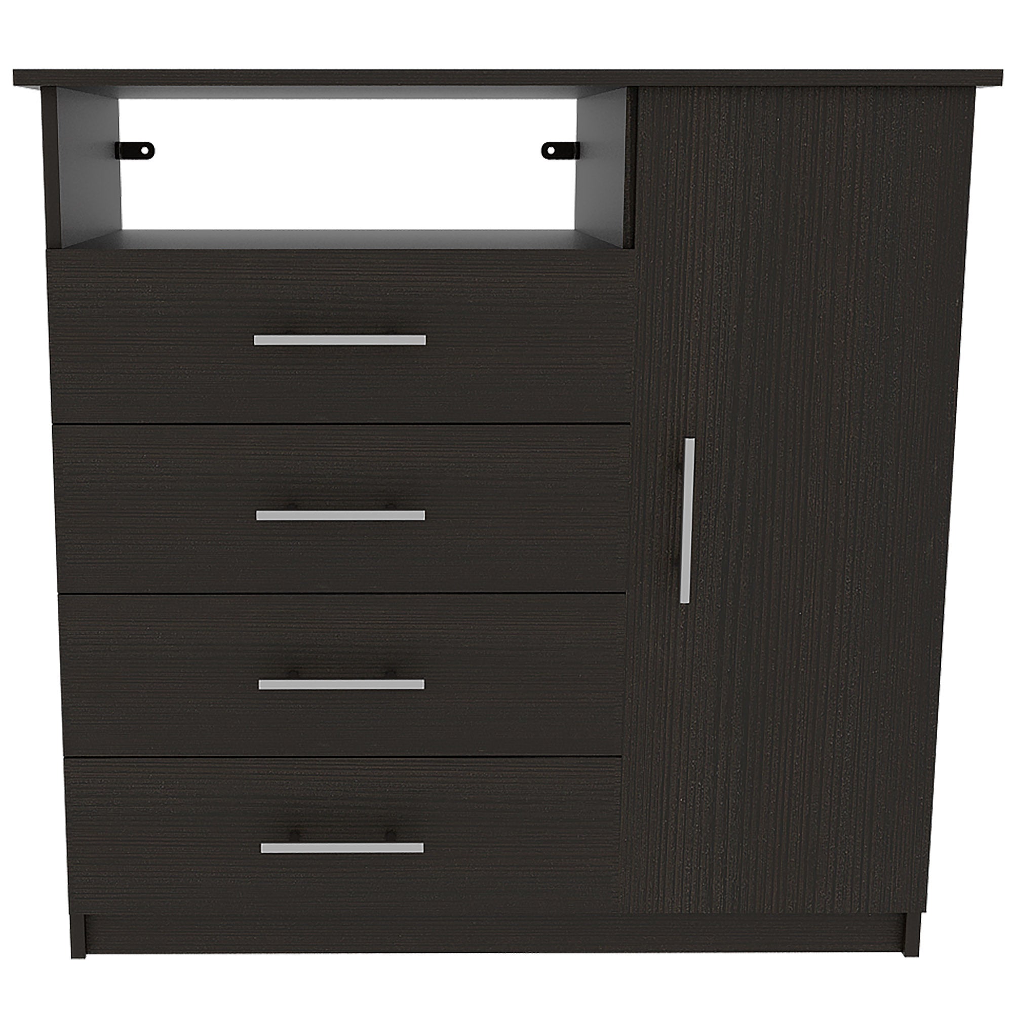 36" Black Manufactured Wood Four Drawer Combo Dresser Default Title