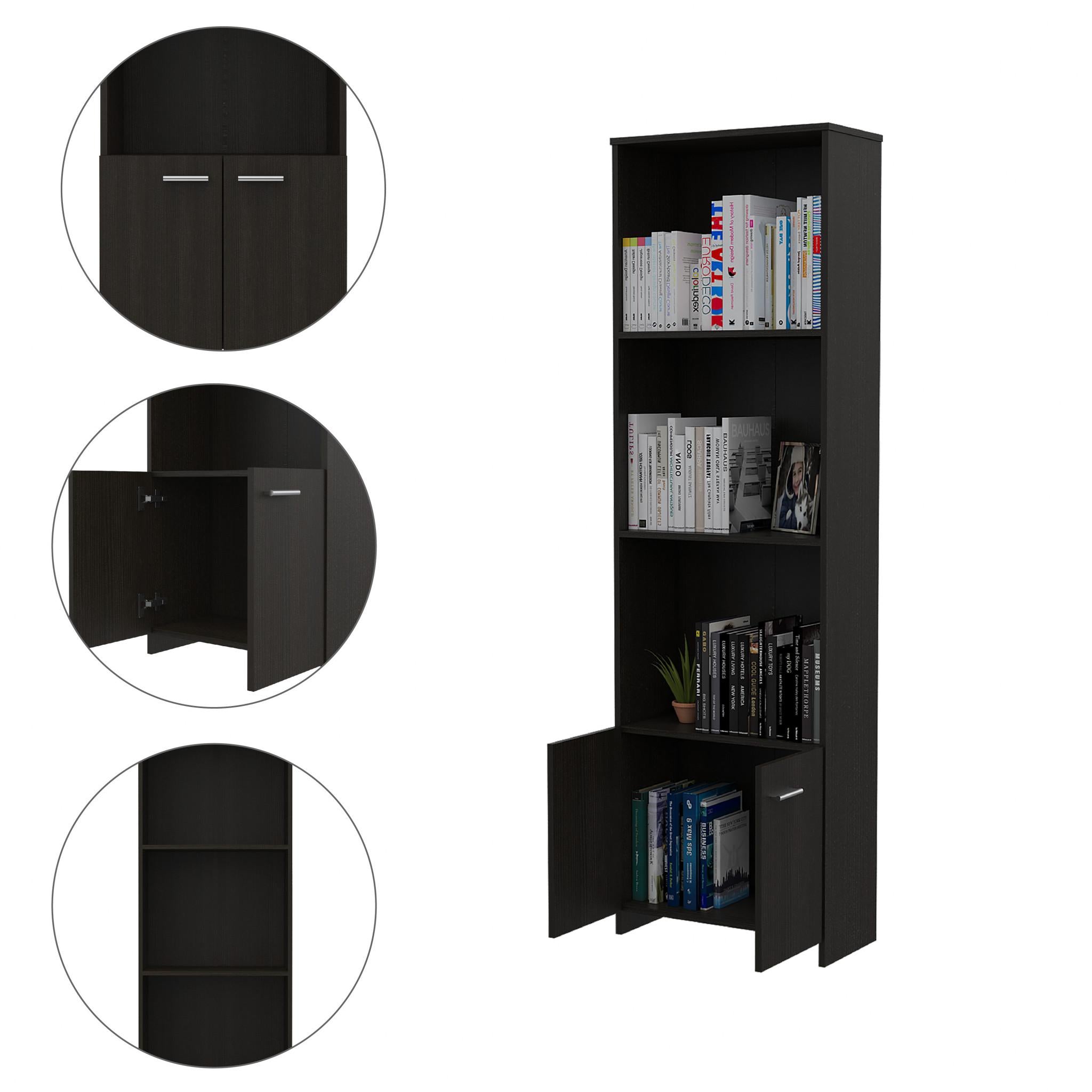 Sleek and Modern Black Wengue Living Room Bookcase