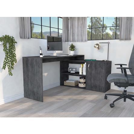 Sleek Smokey Oak L Shape Office Desk