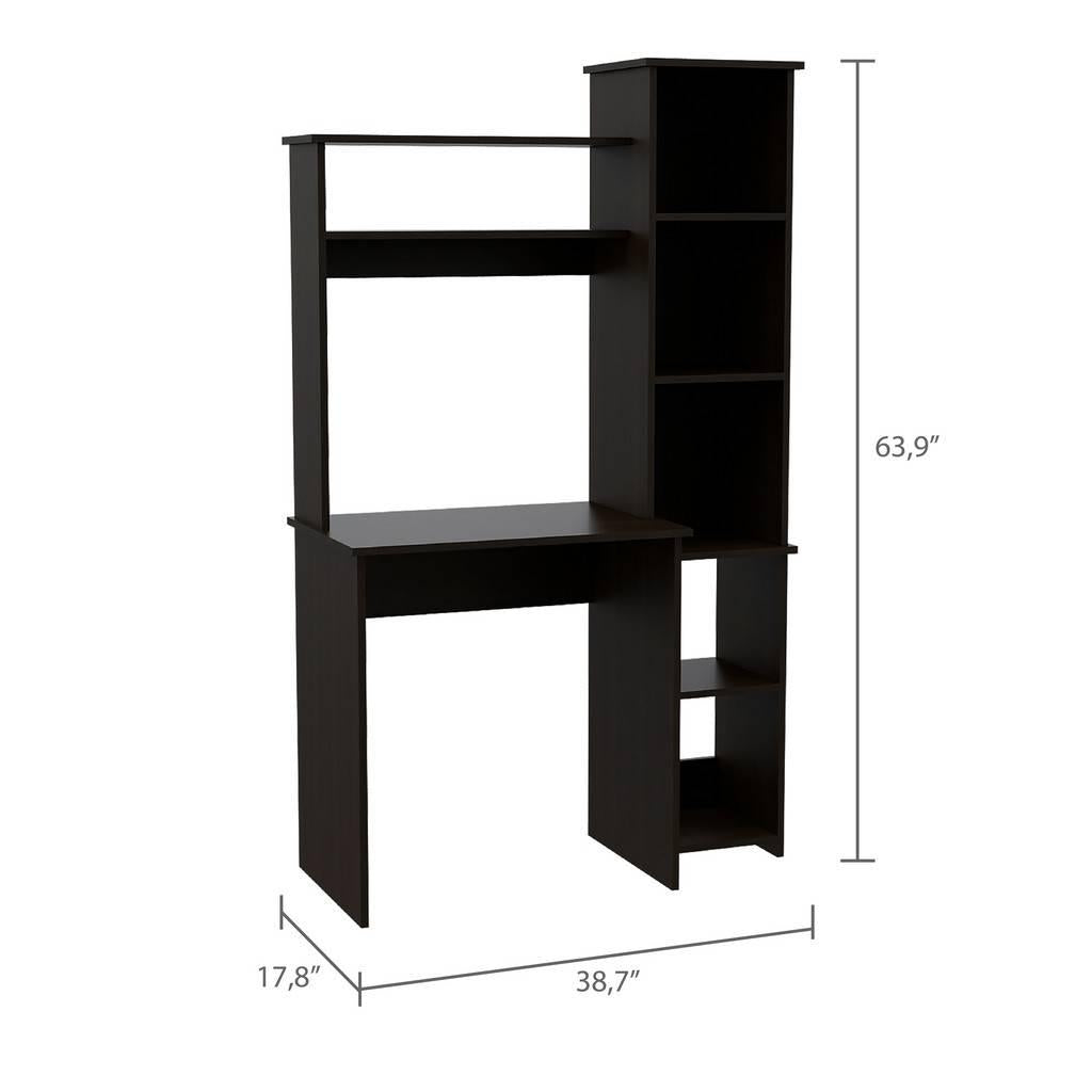 Modern Black  Office Desk with Storage Cabinet