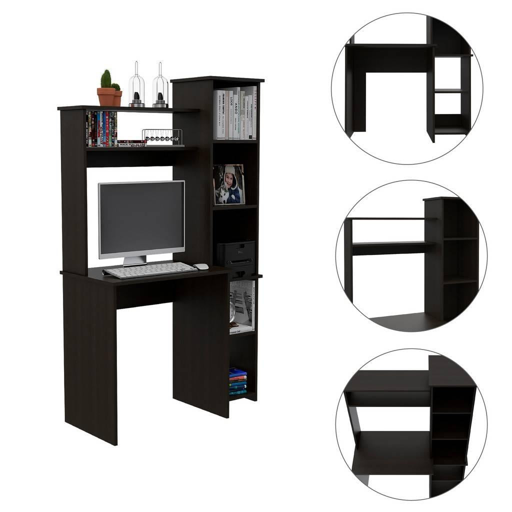 Modern Black  Office Desk with Storage Cabinet